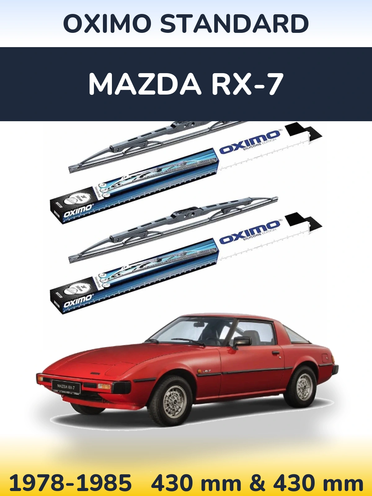Front wiper blade set Oximo Standard 425 & 425 mm for Mazda RX-7 1978-1985