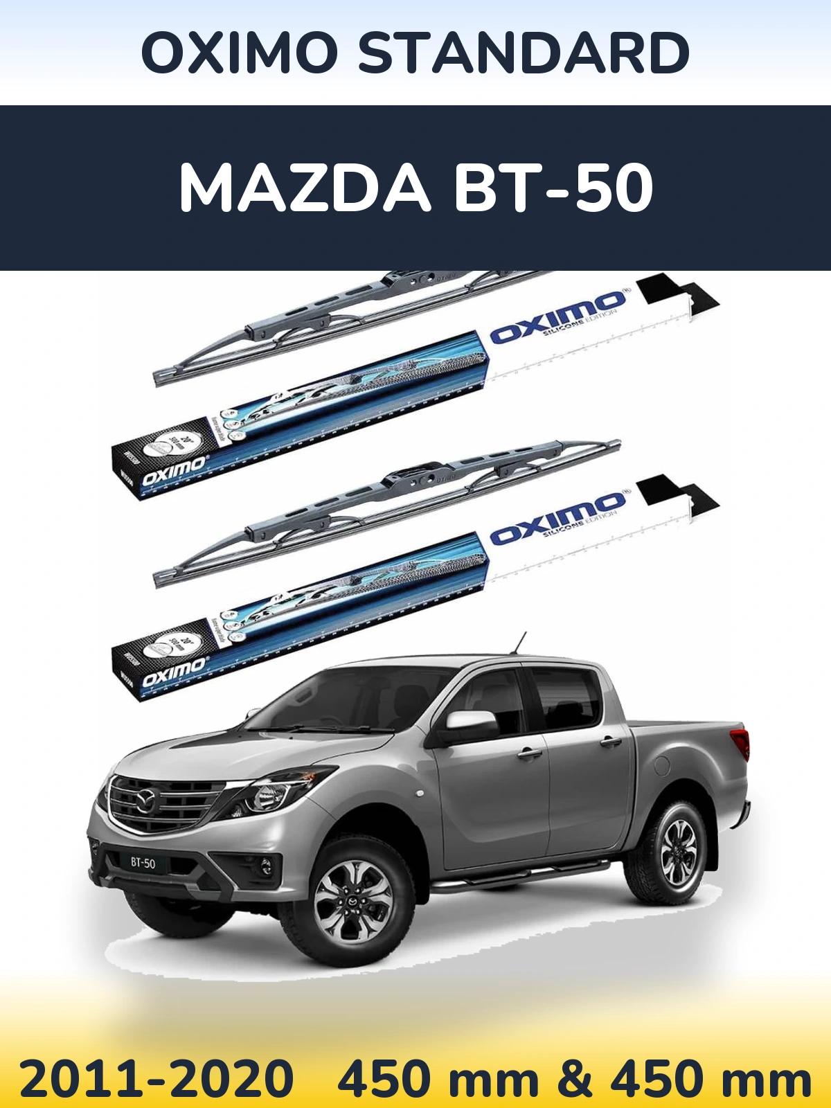 Front wiper blade set Oximo Standard 450 & 450 mm for Mazda BT-50 2011-2020