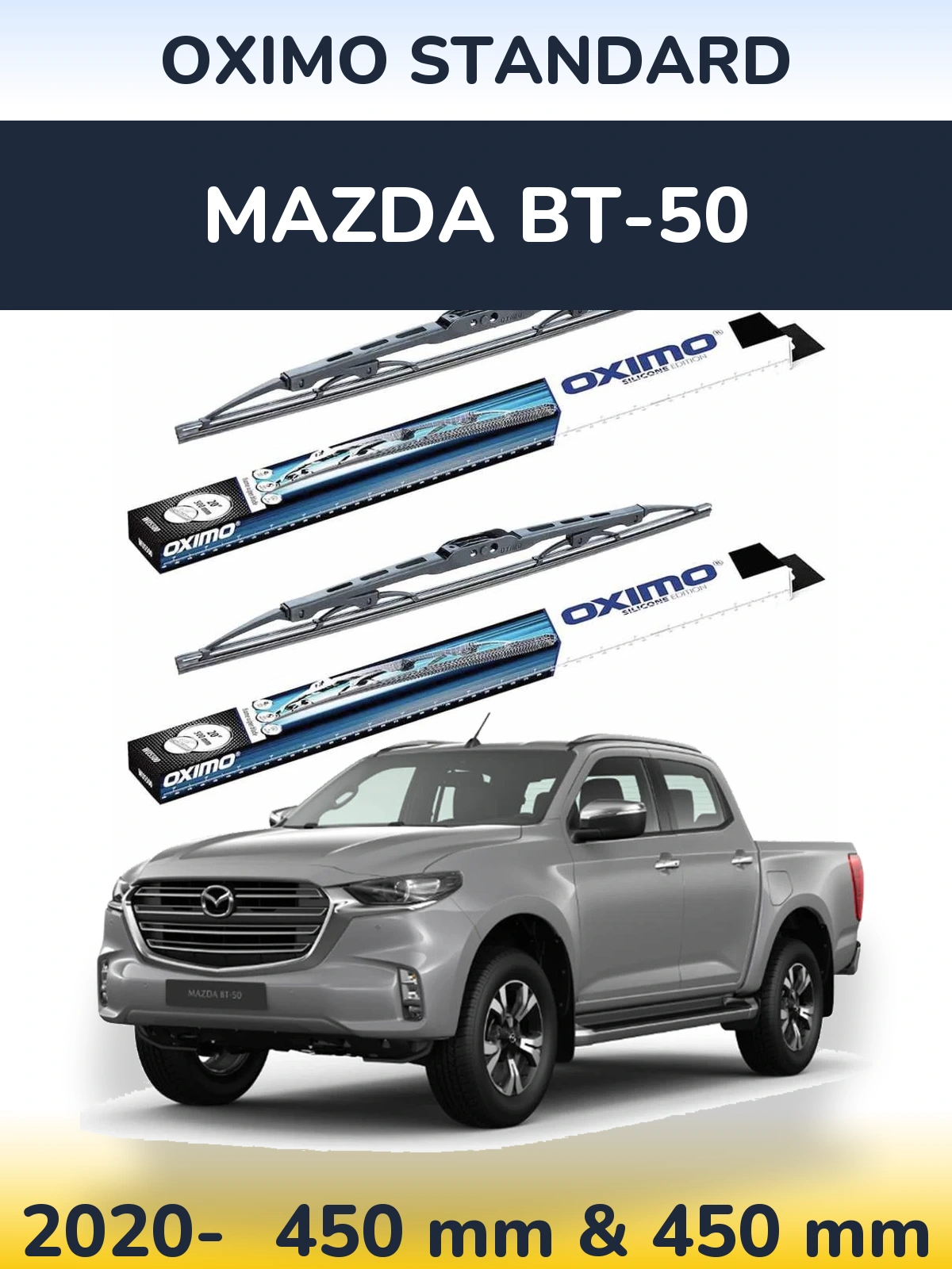 Front wiper blade set Oximo Standard 450 & 450 mm for Mazda BT-50 2020-2026