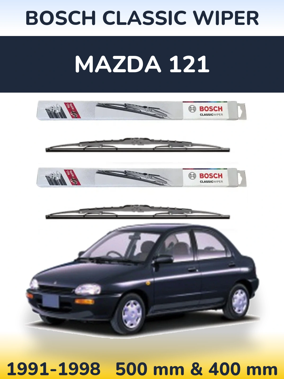 Комплект передних дворников BOSCH Classic Wiper 500 & 400 мм для Mazda 121 1991-1998
