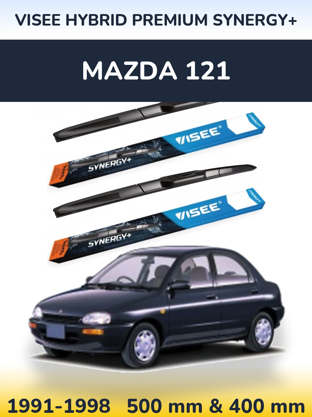 Комплект передніх щіток VISEE HYBRID PREMIUM SYNERGY+ 500 & 400 мм для Mazda 121 1991-1998