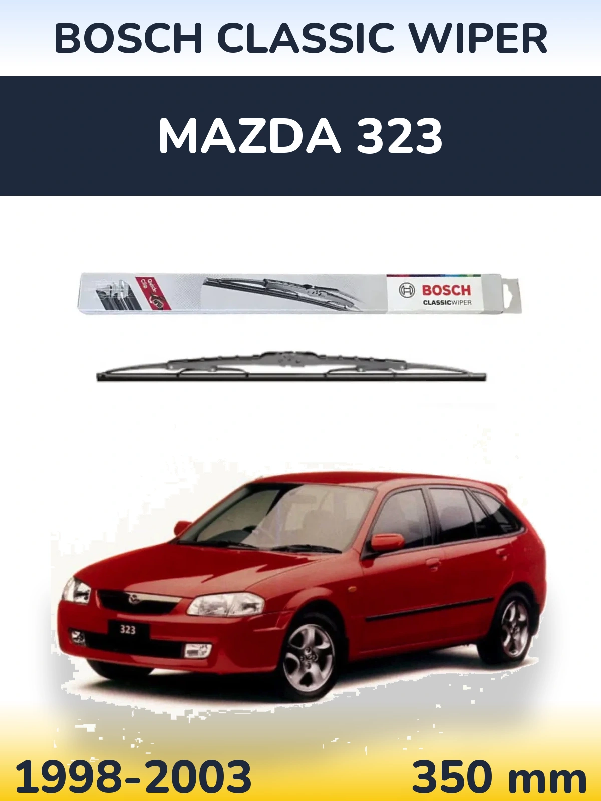 Rear wiper blade BOSCH Classic Wiper 340 mm for Mazda 323 1998-2003