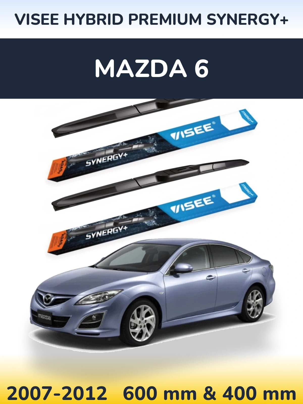 Комплект передних дворников VISEE HYBRID PREMIUM SYNERGY+ 600 & 400 мм для Mazda 6 2007-2012