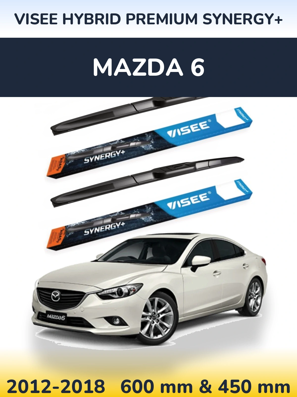 Комплект передніх щіток VISEE HYBRID PREMIUM SYNERGY+ 600 & 450 мм для Mazda 6 2012-2018