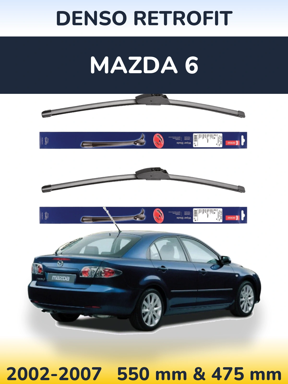 Комплект передних дворников Denso Retrofit 550 & 475 мм для Mazda 6 2002-2007
