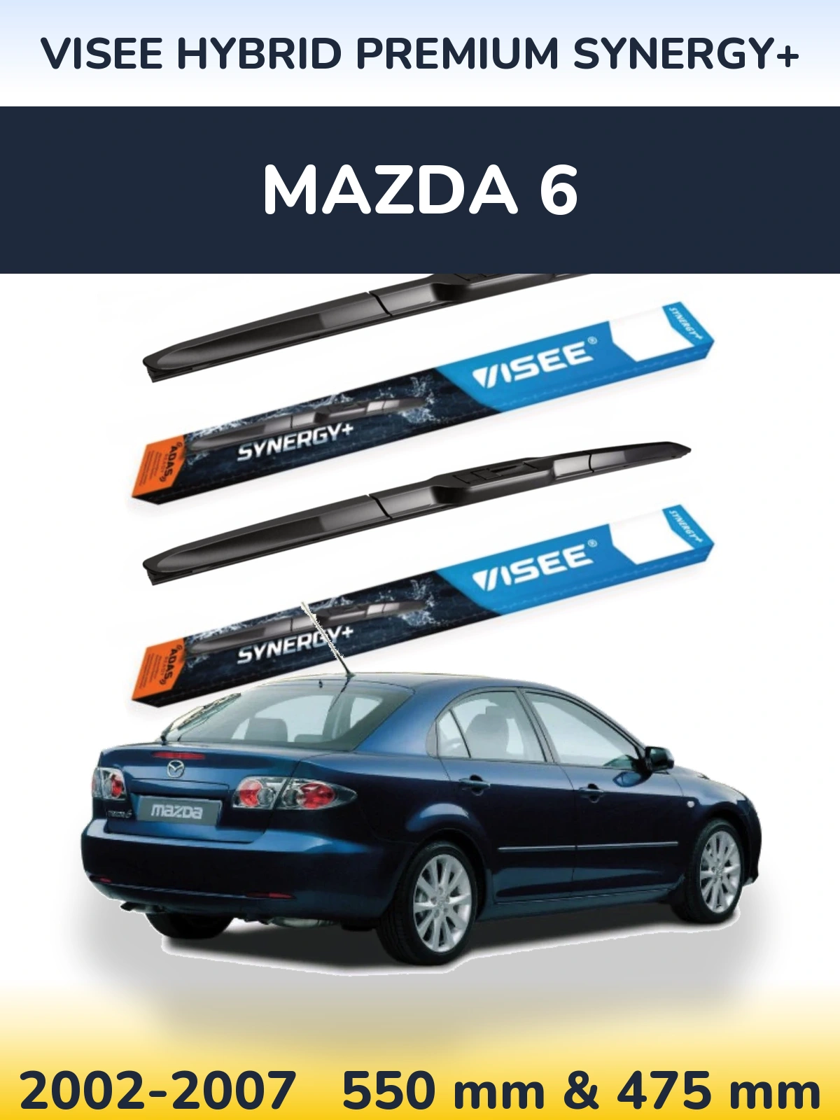 Комплект передніх щіток VISEE HYBRID PREMIUM SYNERGY+ 550 & 475 мм для Mazda 6 2002-2007