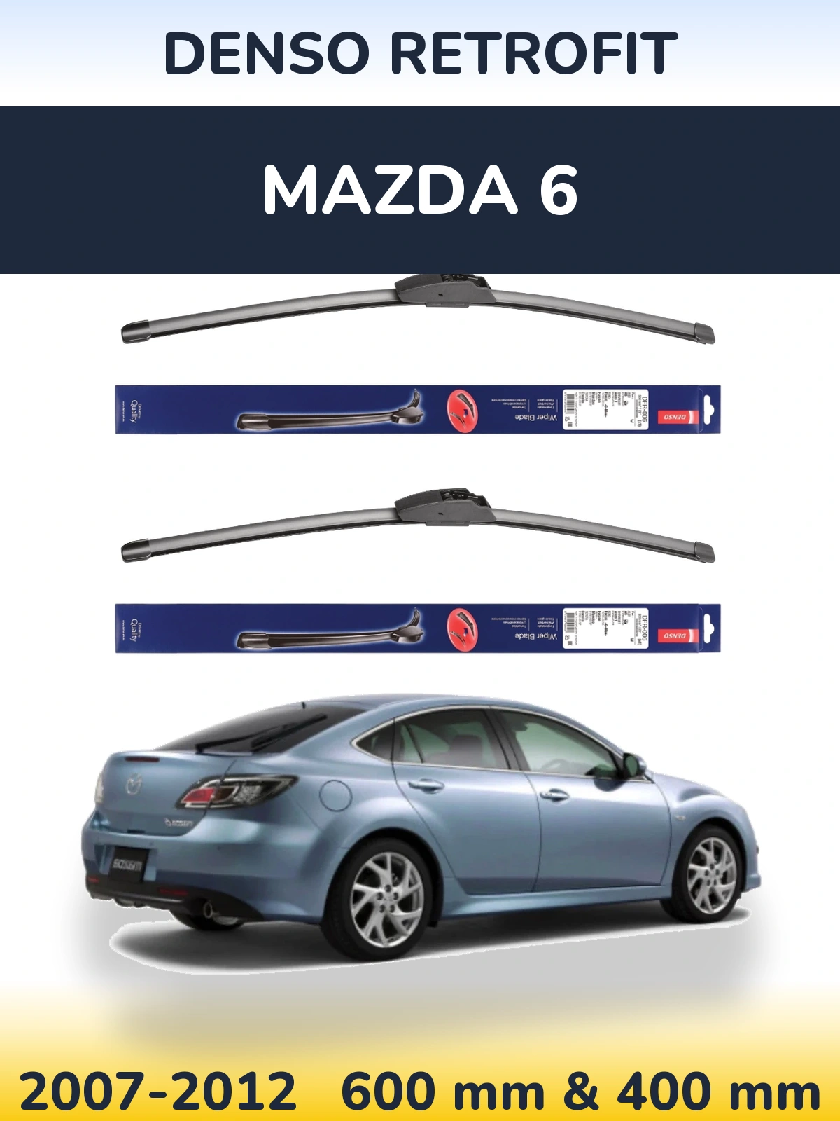 Комплект передніх щіток Denso Retrofit 600 & 400 мм для Mazda 6 2007-2012