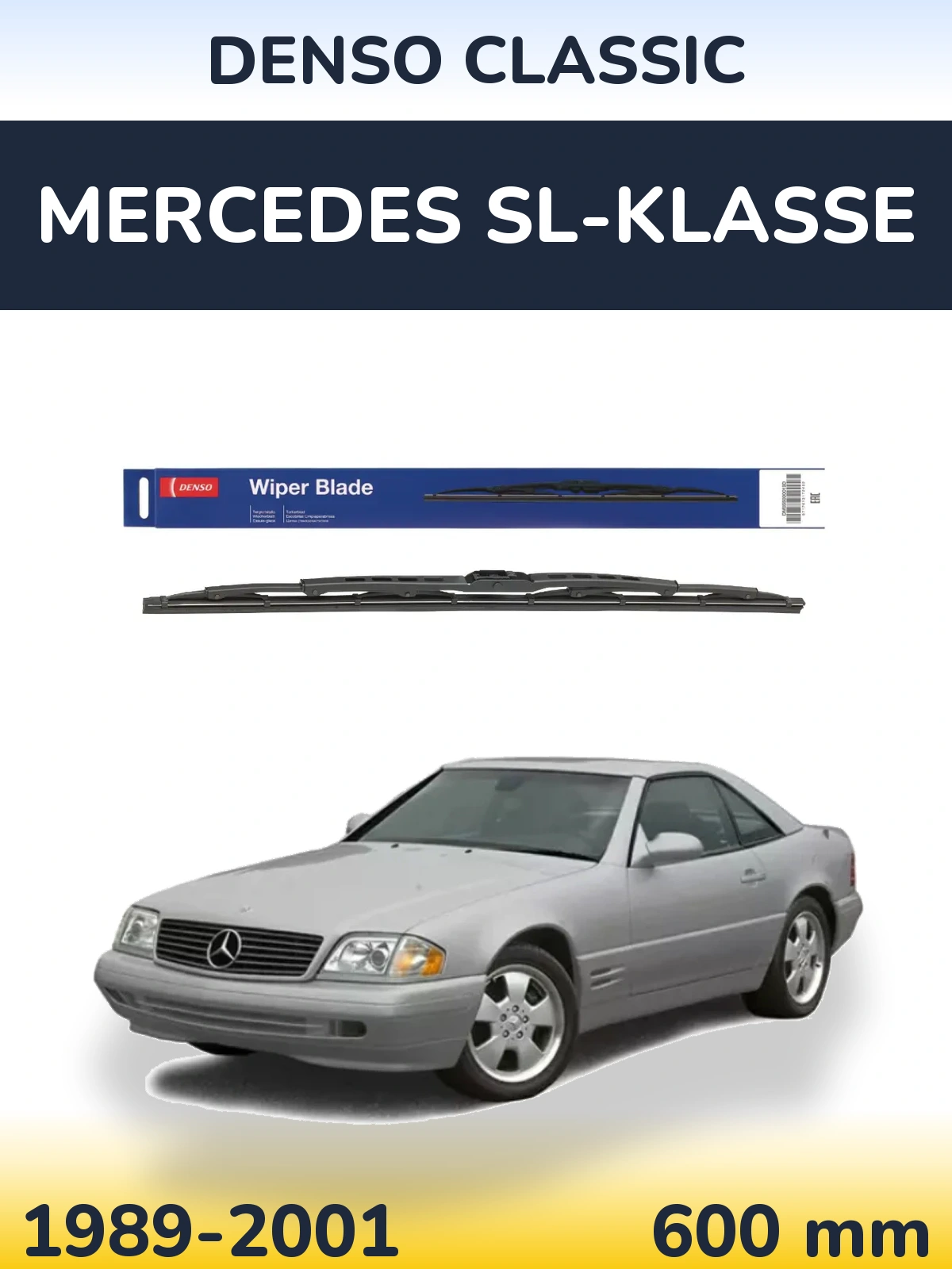 Front wiper blade Denso Classic 600 mm for Mercedes SL-Klasse 1989-2001