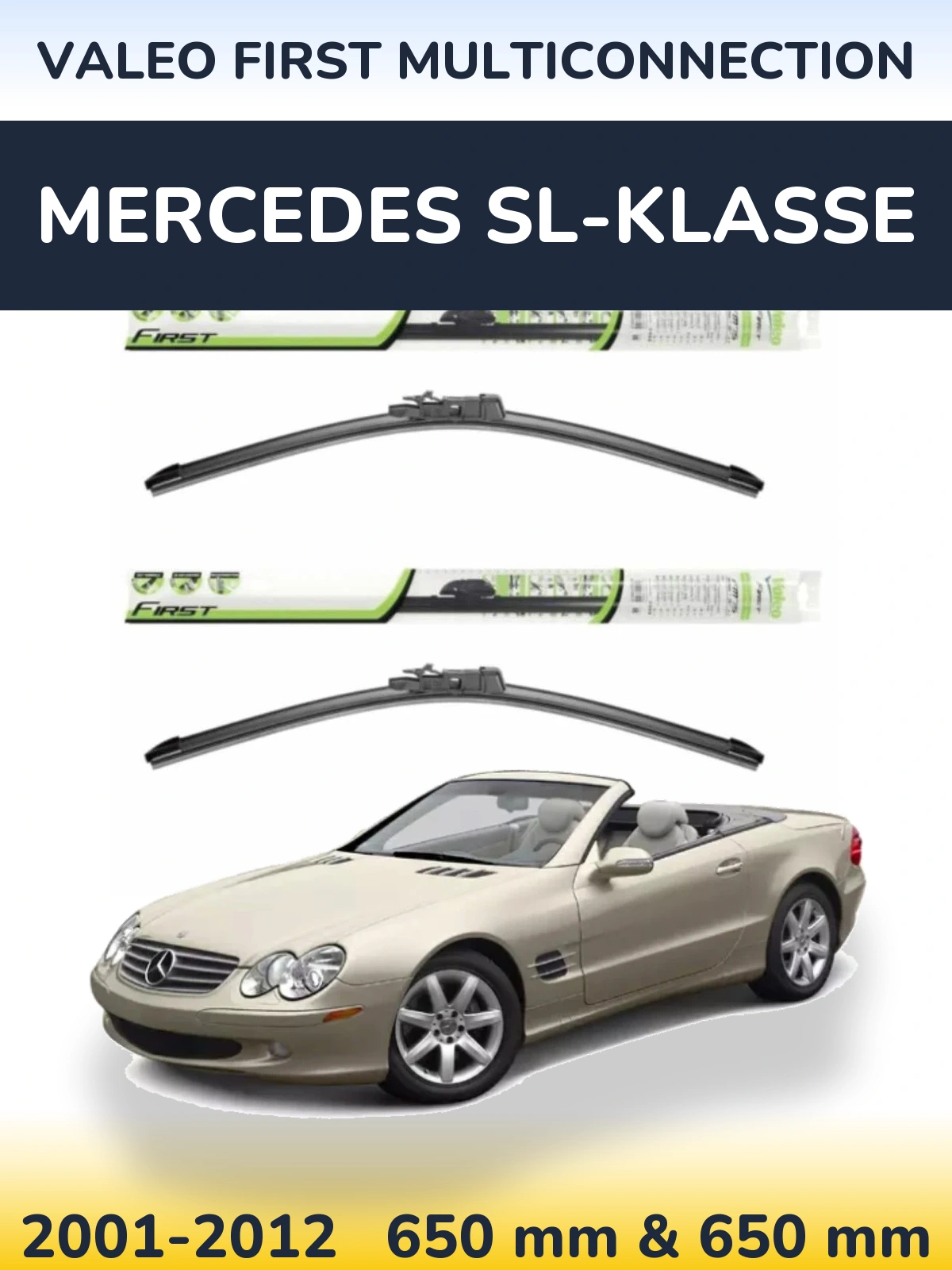 Комплект передних дворников Valeo First MultiConnection 650 & 650 мм для Mercedes SL-Klasse 2001-2012