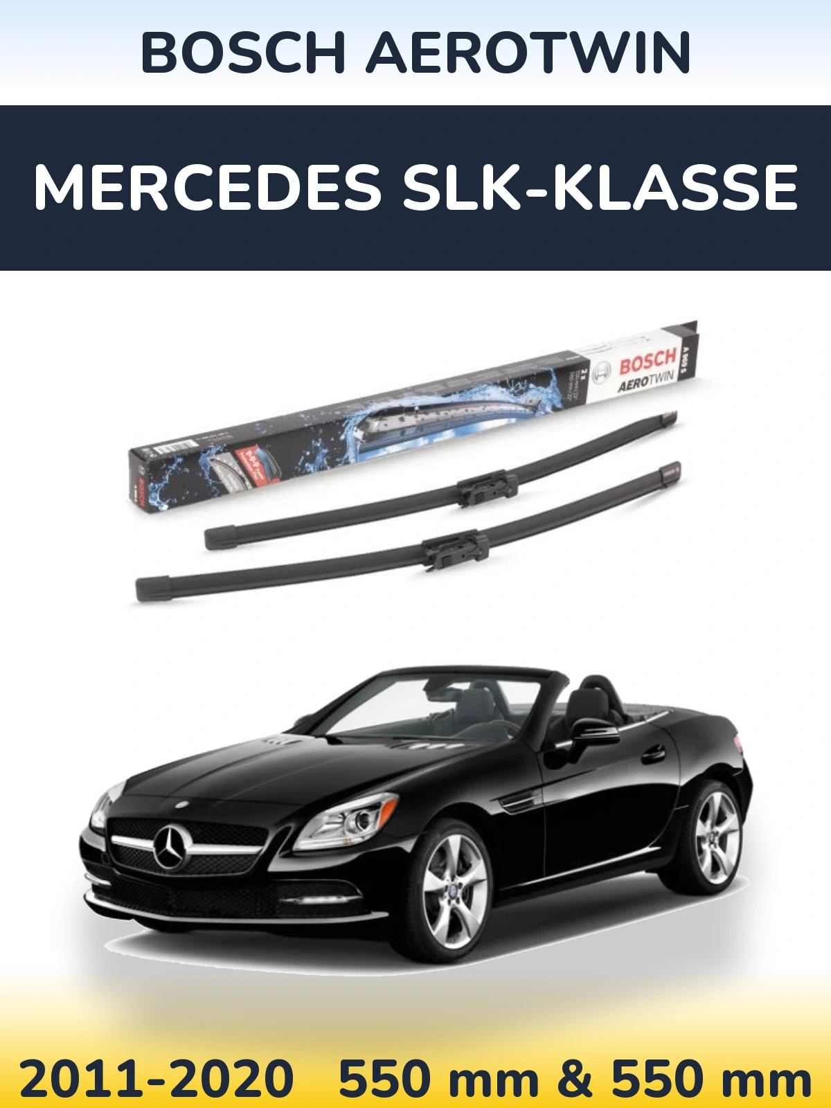 Front wiper blade set BOSCH AeroTwin 550 & 550 mm for Mercedes SLK-Klasse 2011-2020