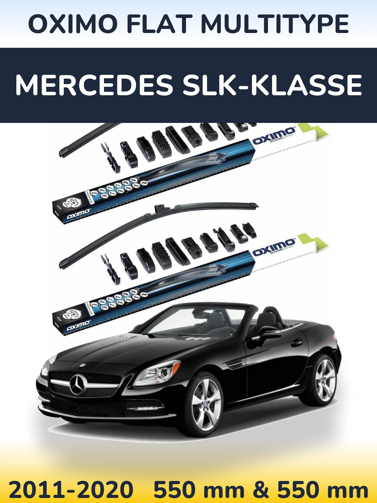 Front wiper blade set Oximo Flat MultiTypee 550 & 550 mm for Mercedes SLK-Klasse 2011-2020