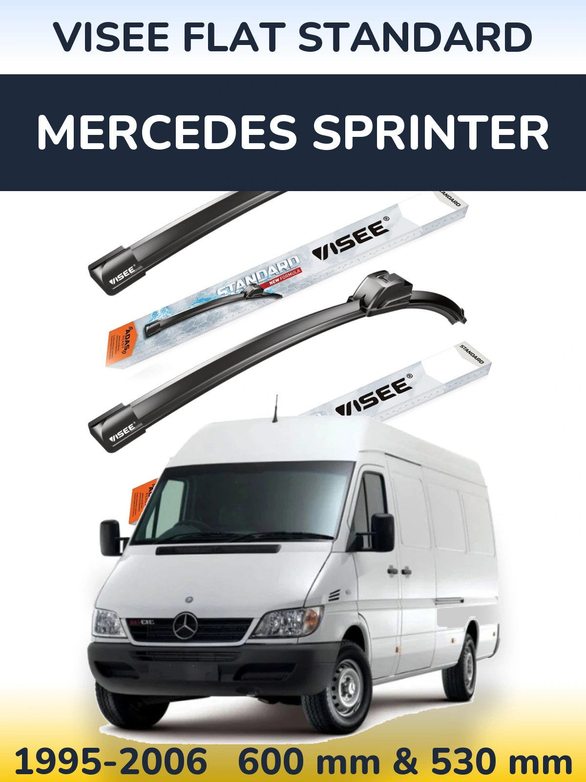 Комплект передних дворников VISEE FLAT STANDARD 600 & 530 мм для Mercedes Sprinter 1995-2006