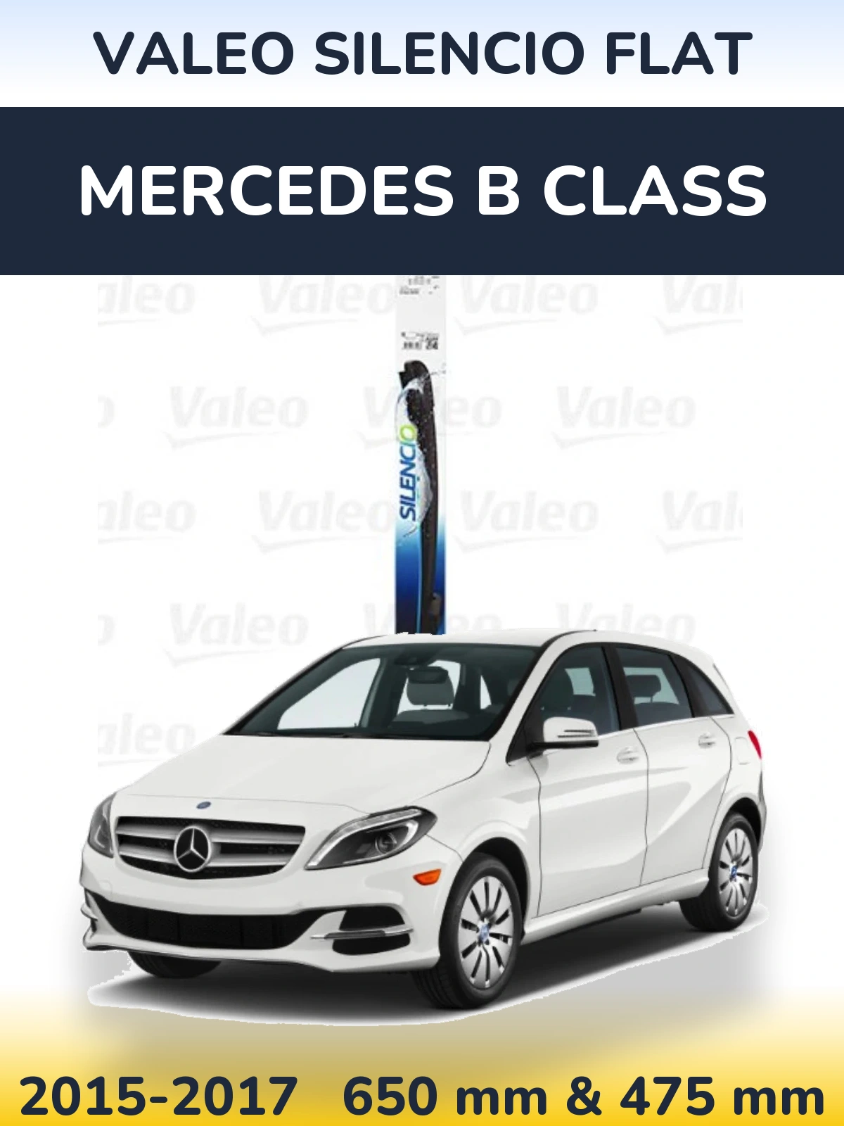 Комплект передніх щіток Valeo Silencio Flat 650 & 475 мм для Mercedes B Class 2015-2017