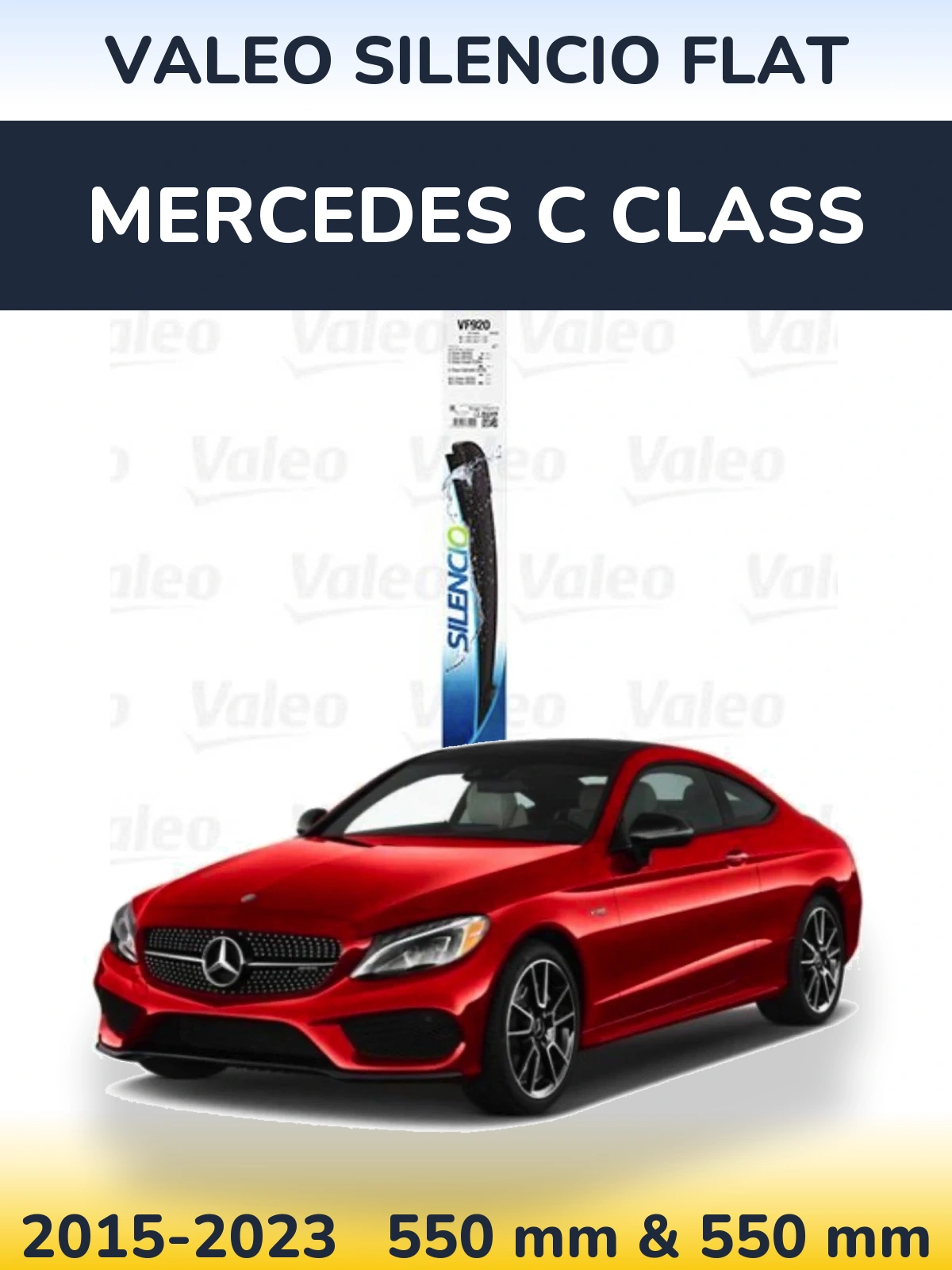 Комплект передних дворников Valeo Silencio Flat 550 & 550 мм для Mercedes C Class 2015-2023