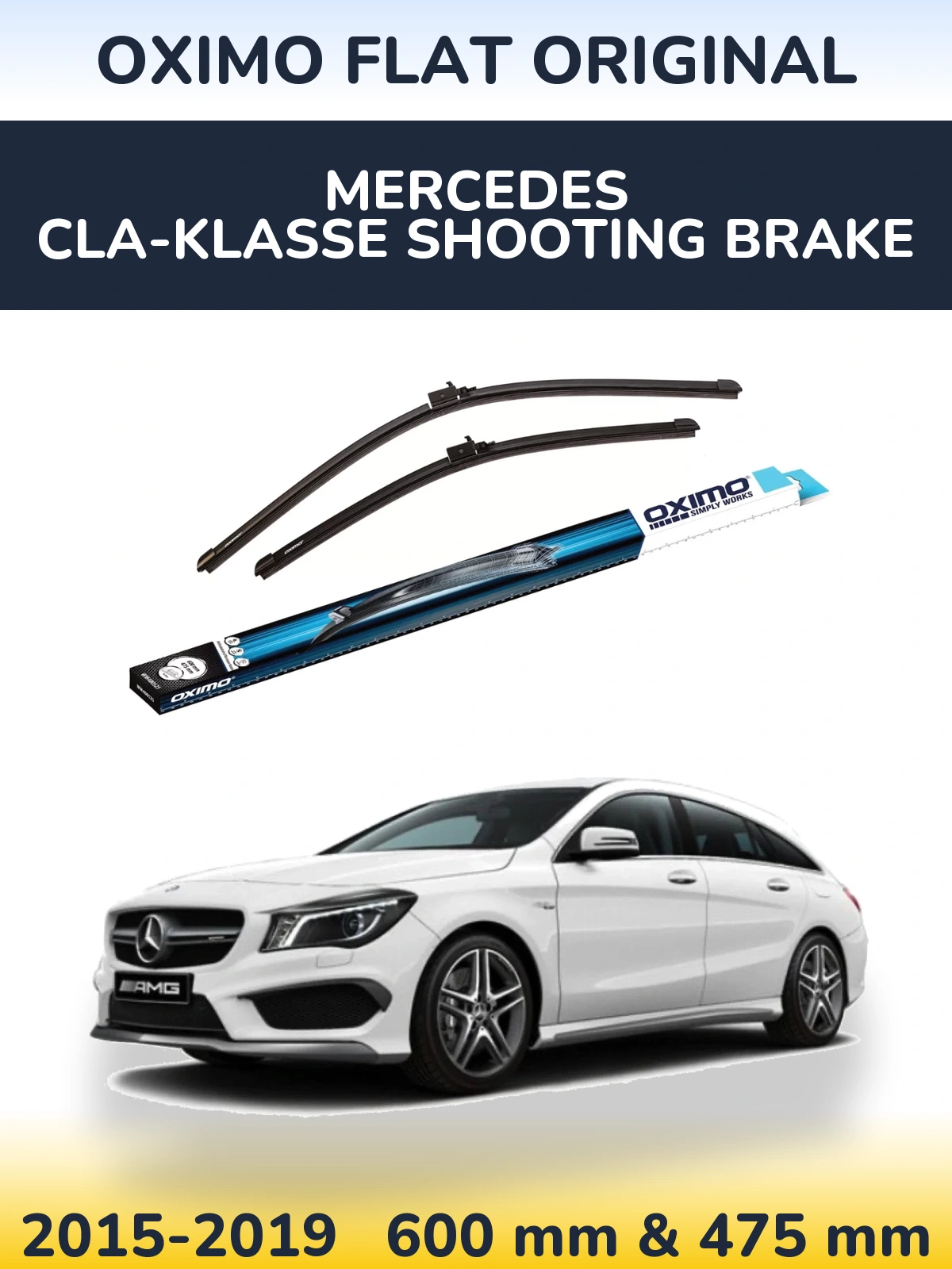Комплект передних дворников Oximo Flat Original 600 & 475 мм для Mercedes CLA-Klasse Shooting Brake 2015-2019