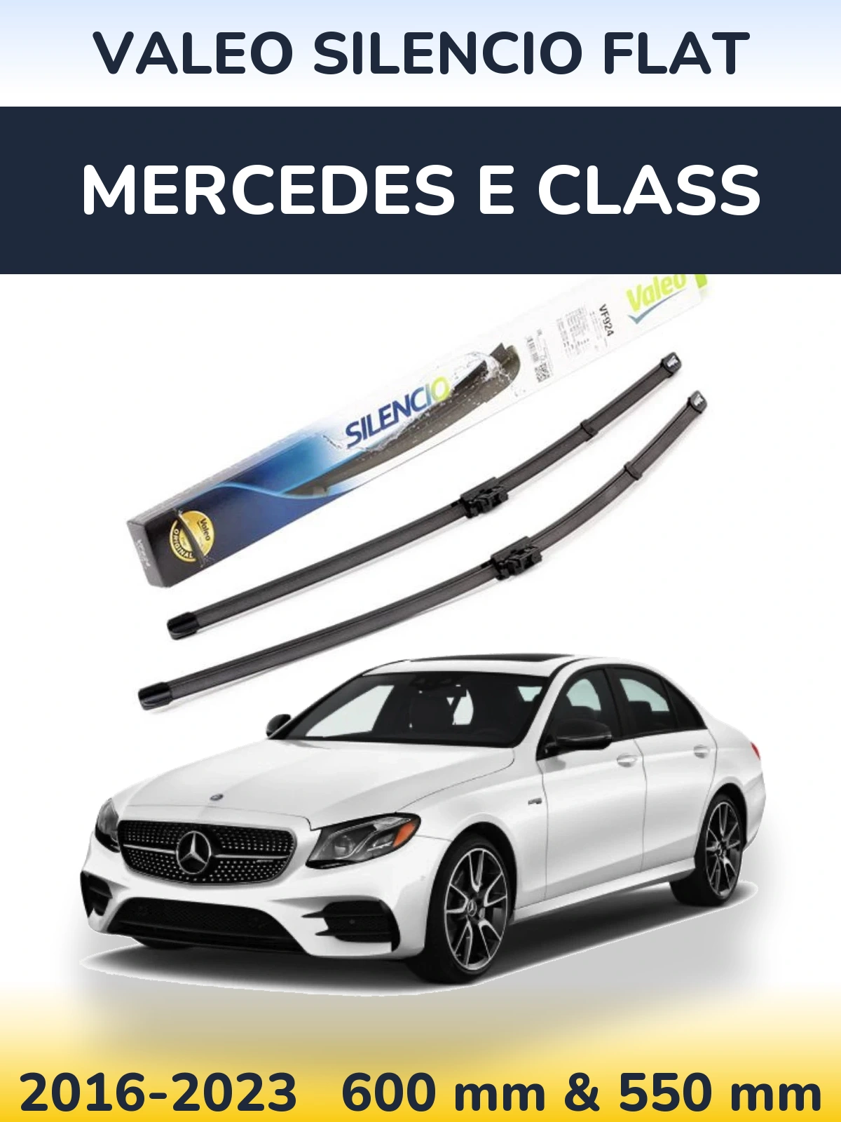 Комплект передних дворников Valeo Silencio Flat 600 & 550 мм для Mercedes E Class 2016-2023