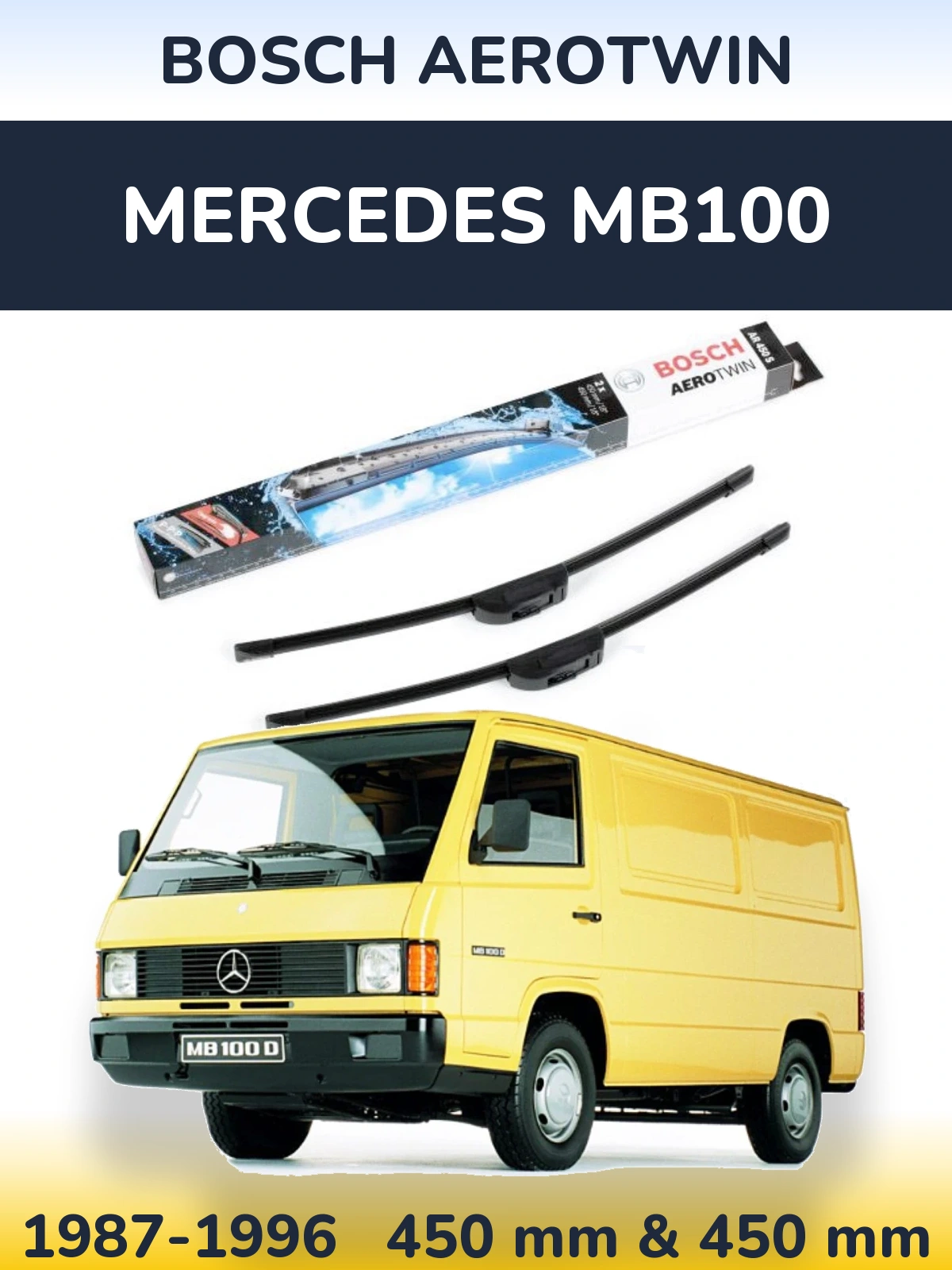 Комплект передніх щіток BOSCH AeroTwin 450 & 450 мм для Mercedes MB100 1987-1996