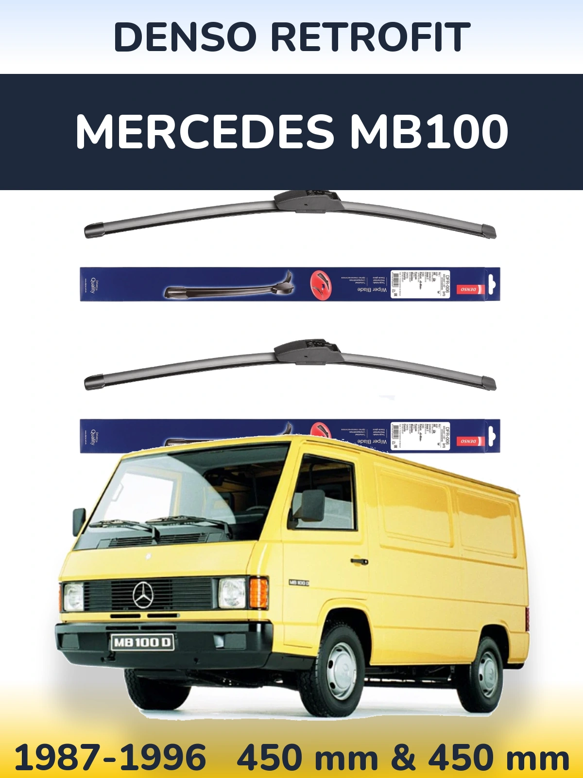 Комплект передних дворников Denso Retrofit 450 & 450 мм для Mercedes MB100 1987-1996