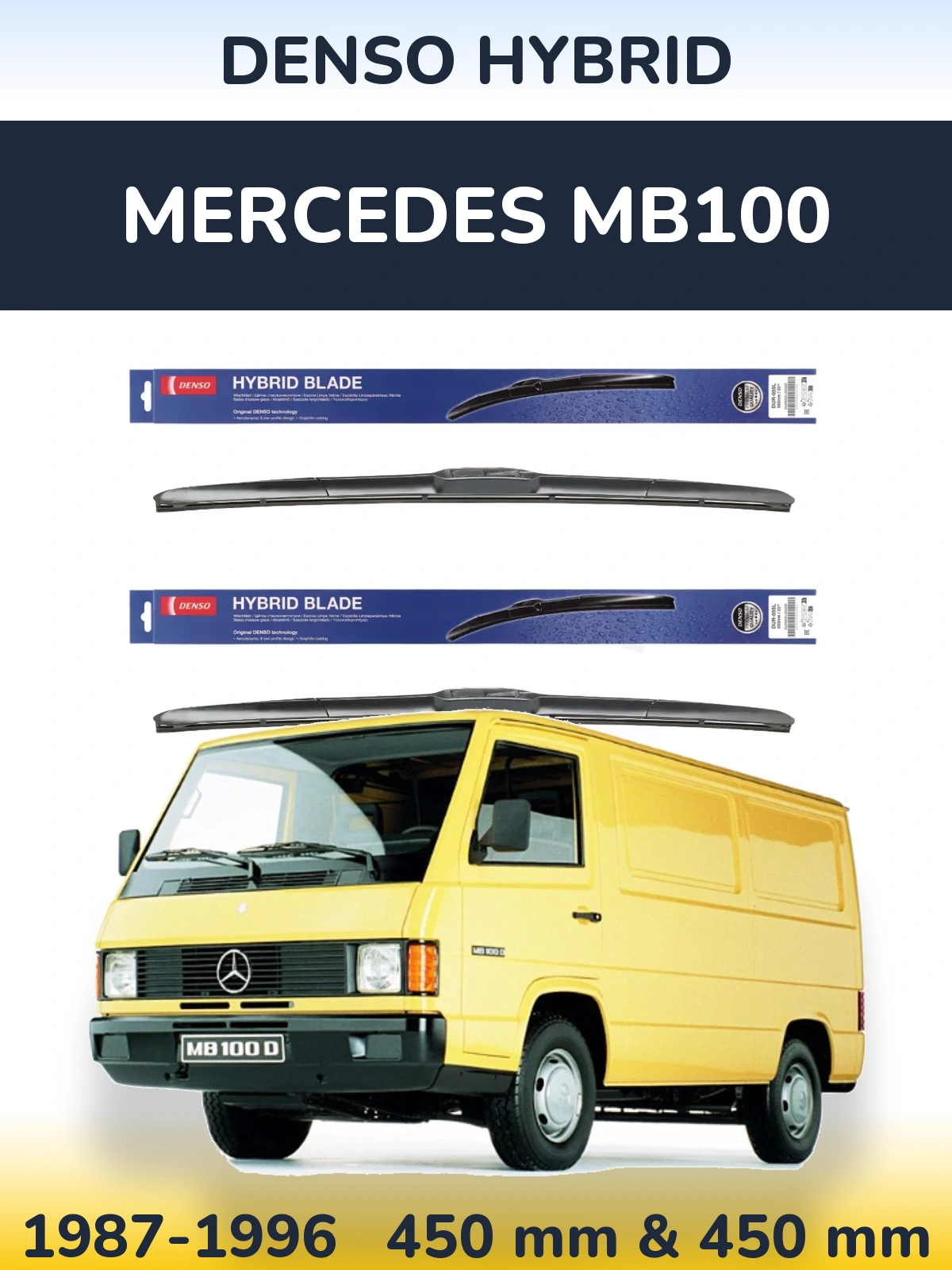 Комплект передних дворников Denso Hybrid 450 & 450 мм для Mercedes MB100 1987-1996