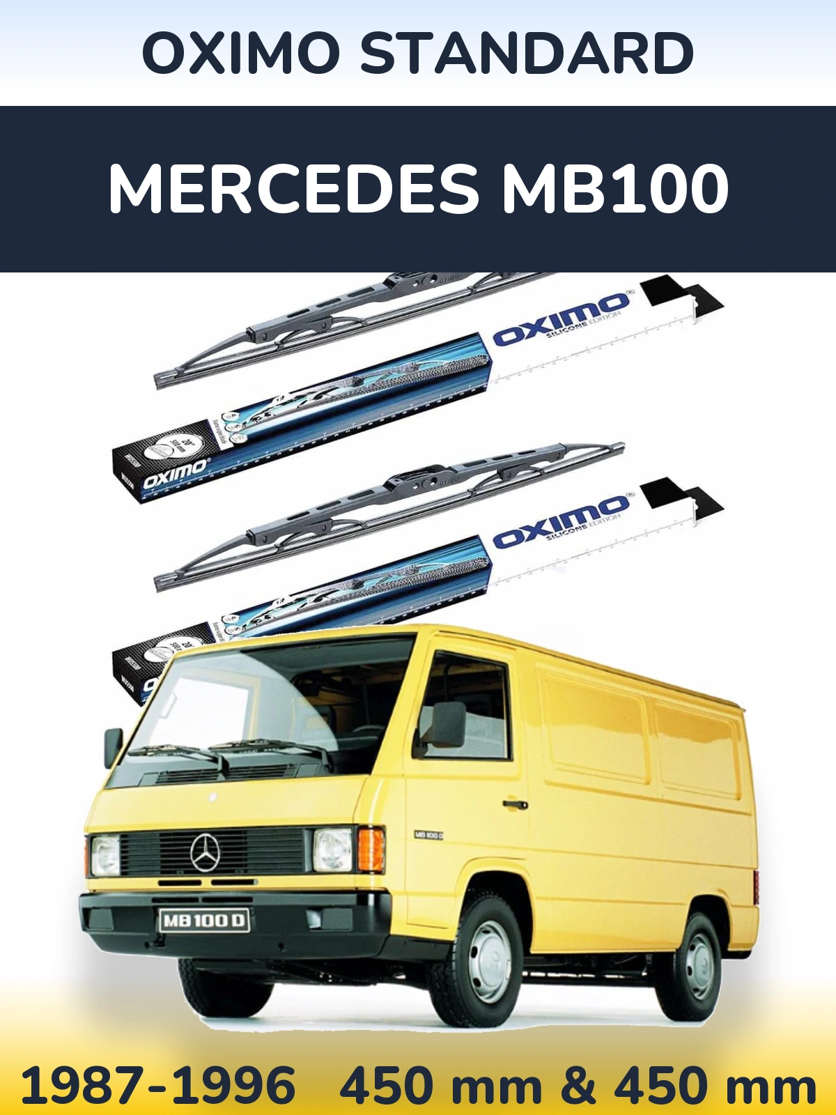 Front wiper blade set Oximo Standard 450 & 450 mm for Mercedes MB100 1987-1996
