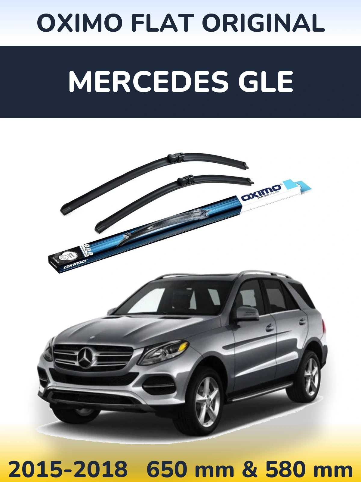 Front wiper blade set Oximo Flat Original 650 & 580 mm for Mercedes GLE 2015-2018