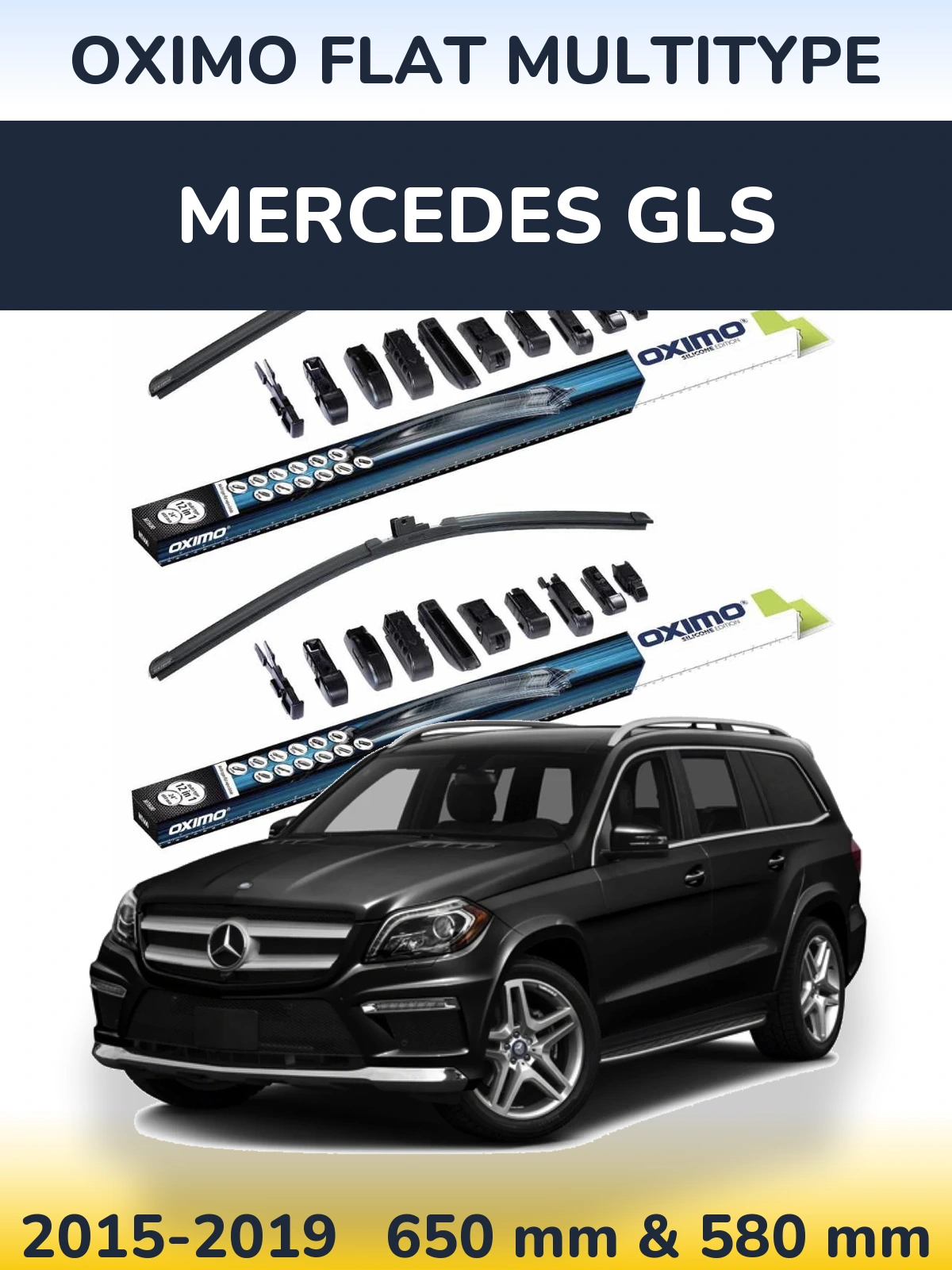Комплект передних дворников Oximo Flat MultiТипe 650 & 580 мм для Mercedes GLS 2015-2019