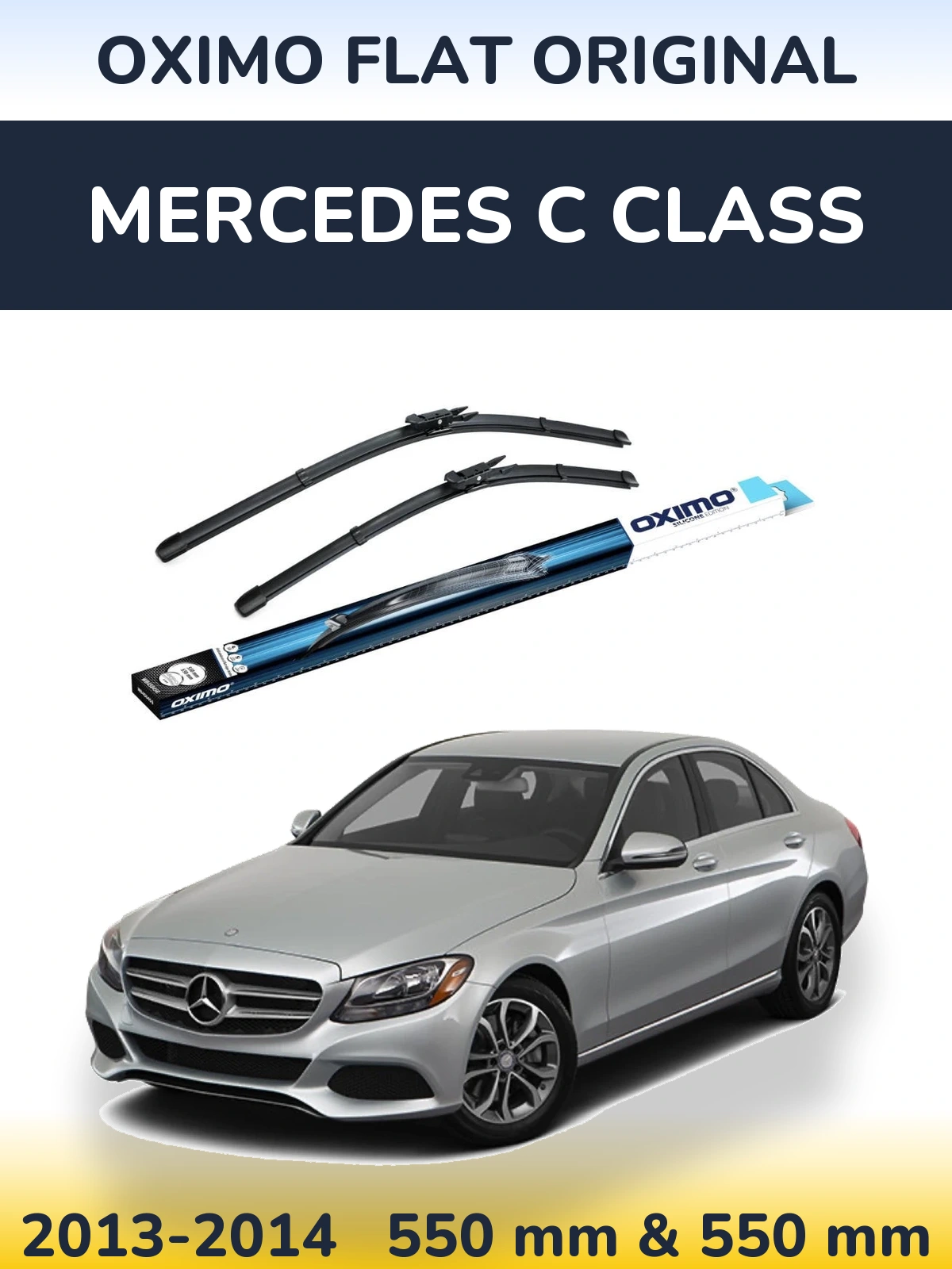 Front wiper blade set Oximo Flat Original 550 & 550 mm for Mercedes C Class 2013-2014
