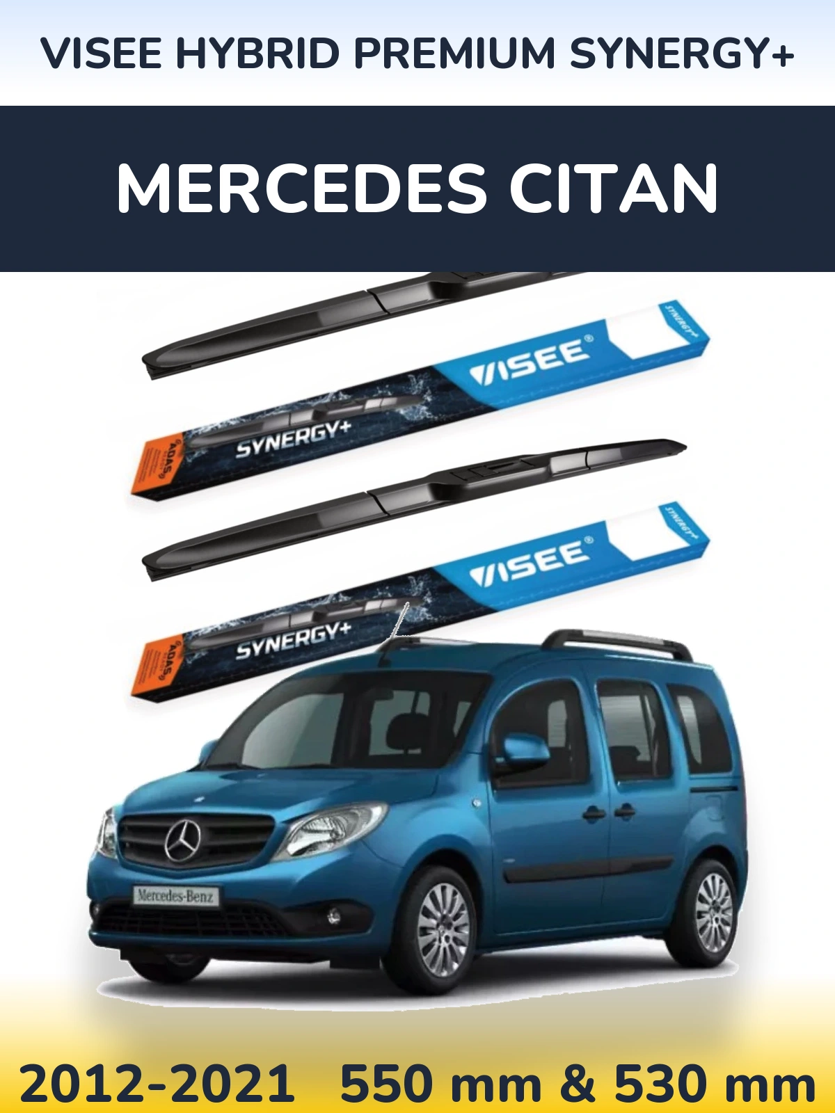 Комплект передніх щіток VISEE HYBRID PREMIUM SYNERGY+ 550 & 530 мм для Mercedes Citan 2012-2021