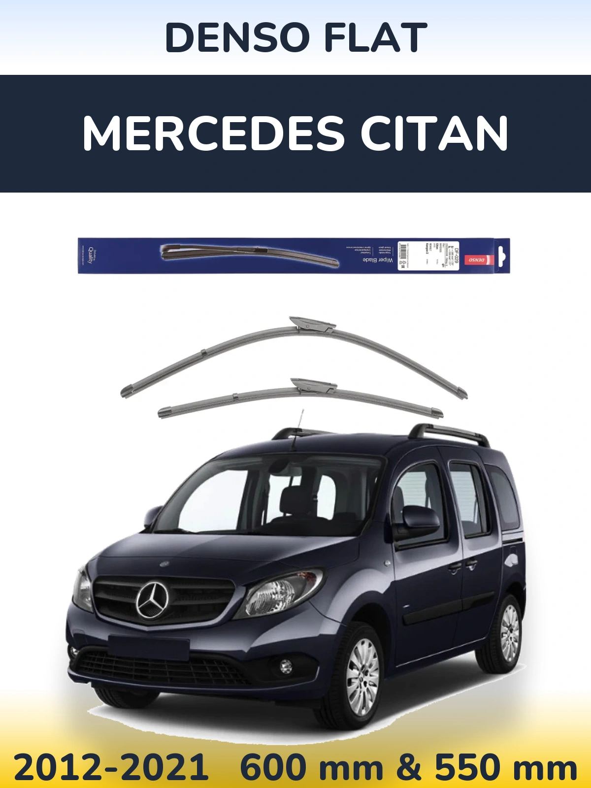 Комплект передніх щіток Denso Flat 580 & 530 мм для Mercedes Citan 2012-2021