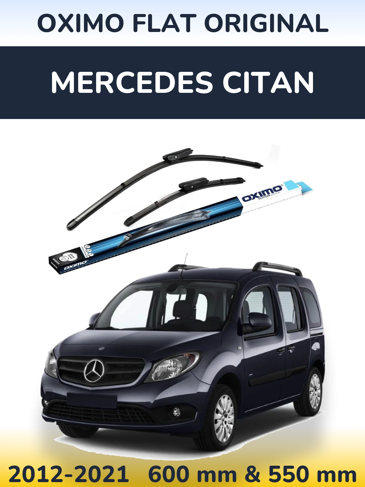 Комплект передних дворников Oximo Flat Original 600 & 550 мм для Mercedes Citan 2012-2021