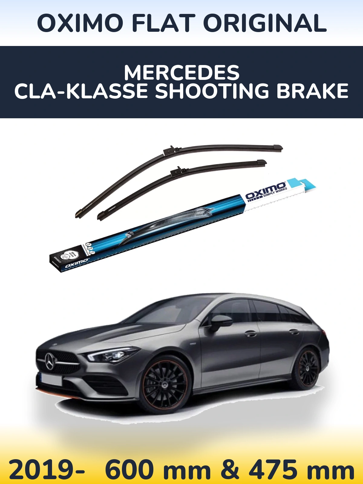 Комплект передних дворников Oximo Flat Original 600 & 475 мм для Mercedes CLA-Klasse Shooting Brake 2019-2026