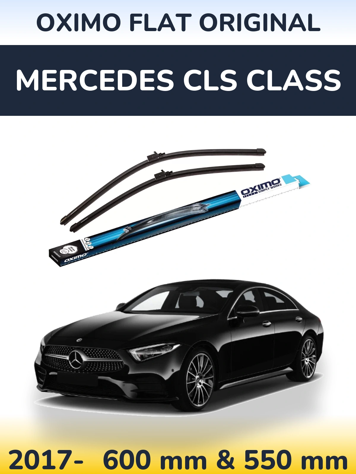Комплект передних дворников Oximo Flat Original 600 & 550 мм для Mercedes CLS Class 2017-2026