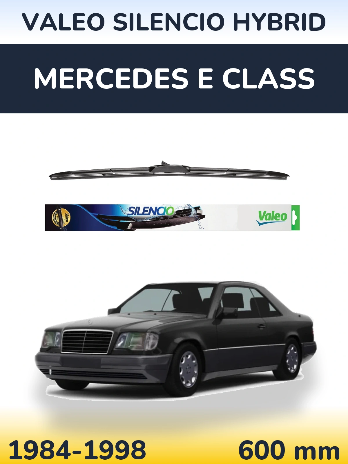 Front wiper blade Valeo Silencio Hybrid 600 mm for Mercedes E Class 1984-1998
