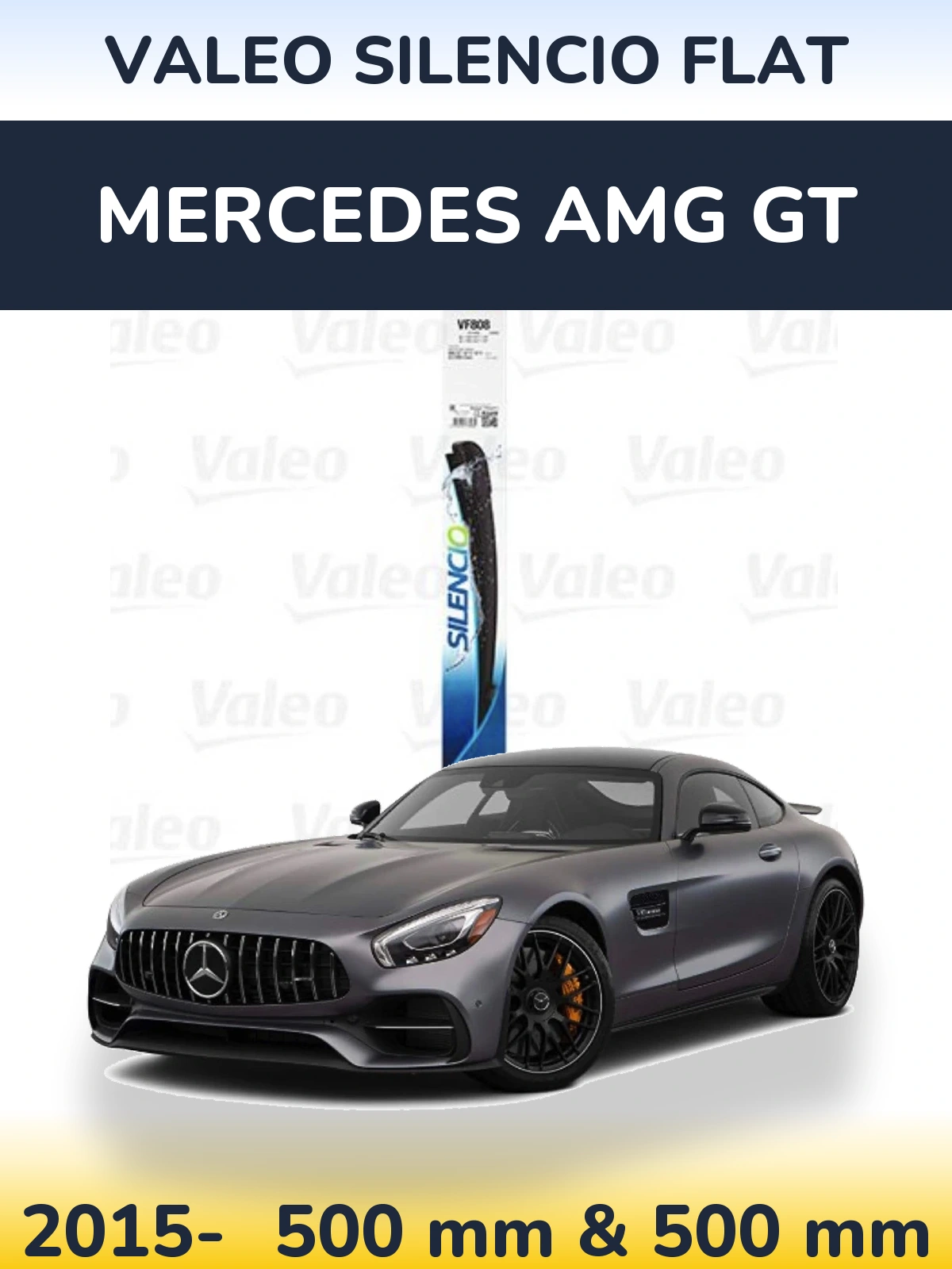 Комплект передніх щіток Valeo Silencio Flat 500 & 500 мм для Mercedes AMG GT 2015-2026