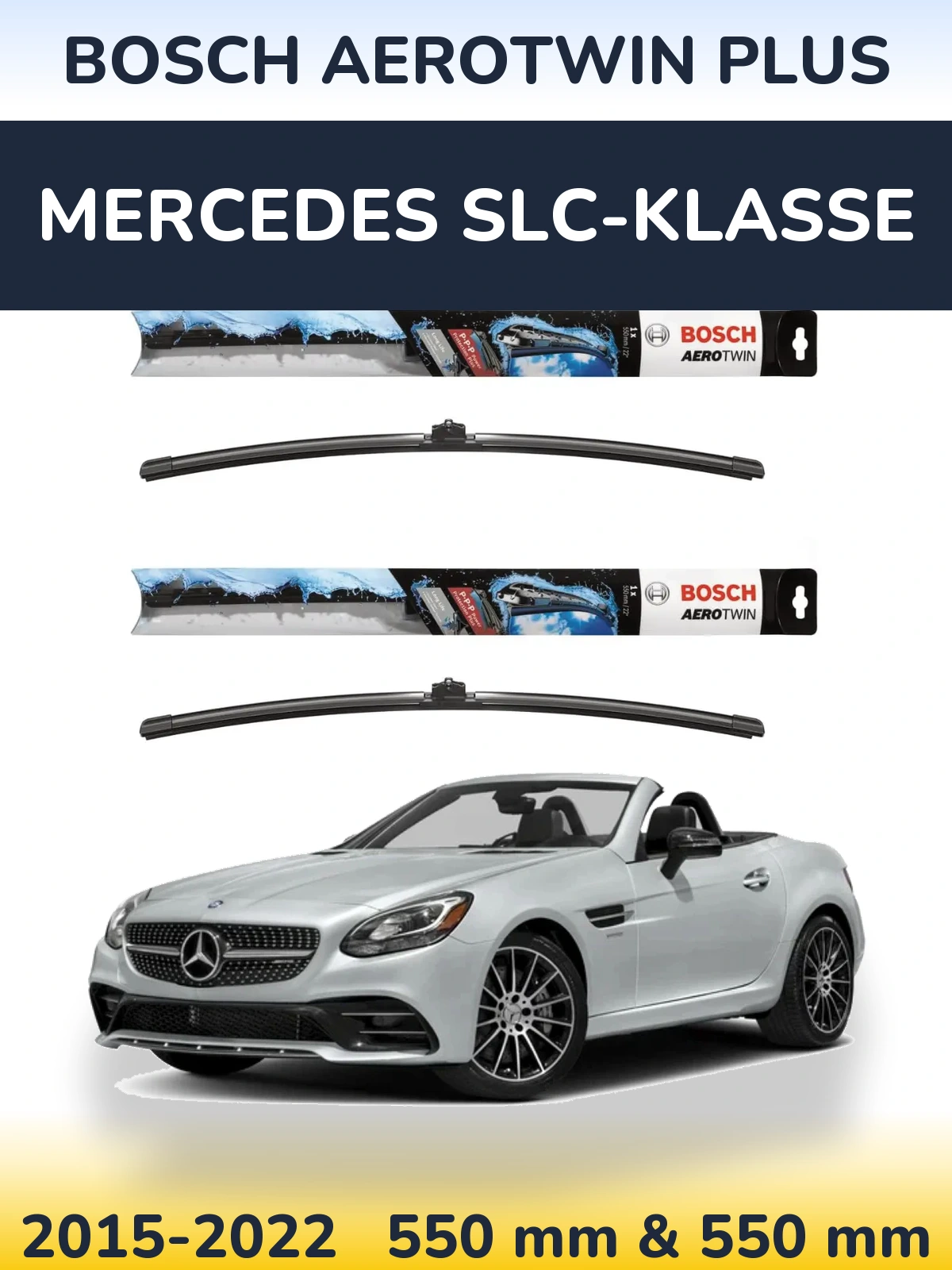 Комплект передних дворников BOSCH AeroTwin Plus 550 & 550 мм для Mercedes SLC-Klasse 2015-2022