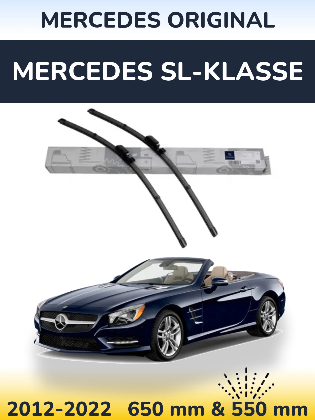 Front wiper blade set Mercedes OEM Mercedes Original 650 & 550 mm for Mercedes SL-Klasse 2012-2022