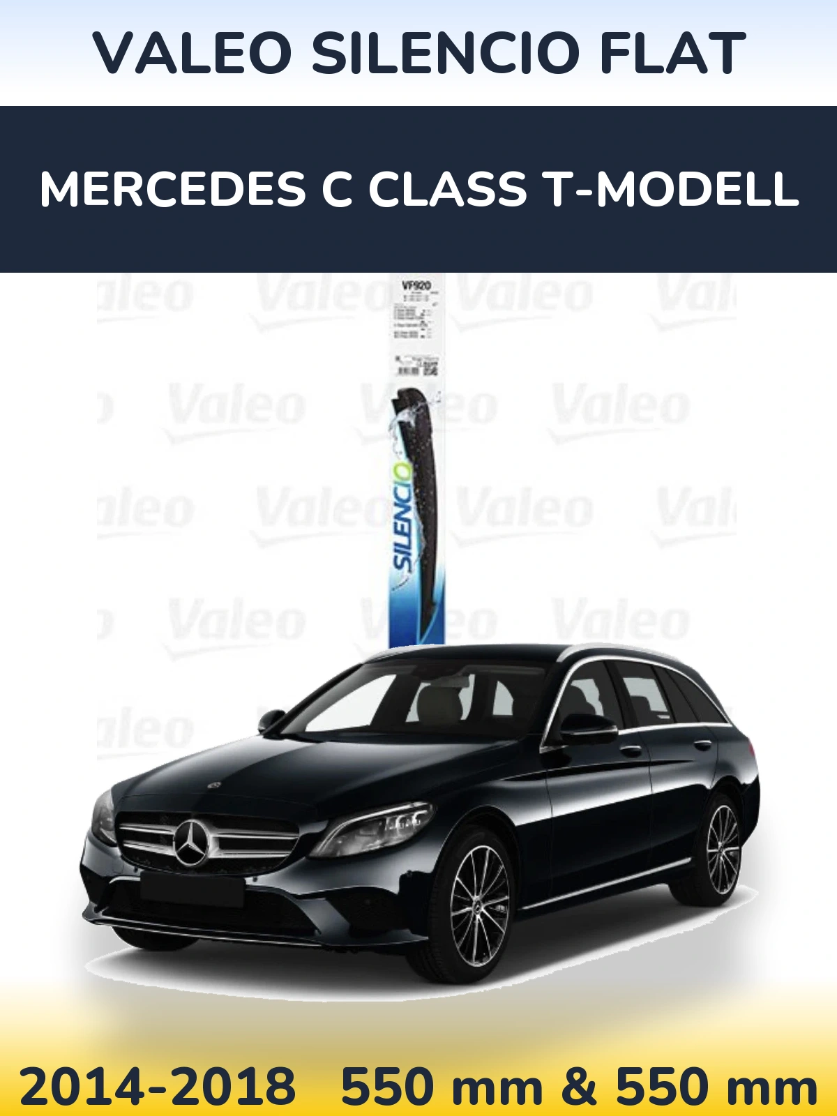 Front wiper blade set Valeo Silencio Flat 550 & 550 mm for Mercedes C Class T-Modelisl 2014-2018