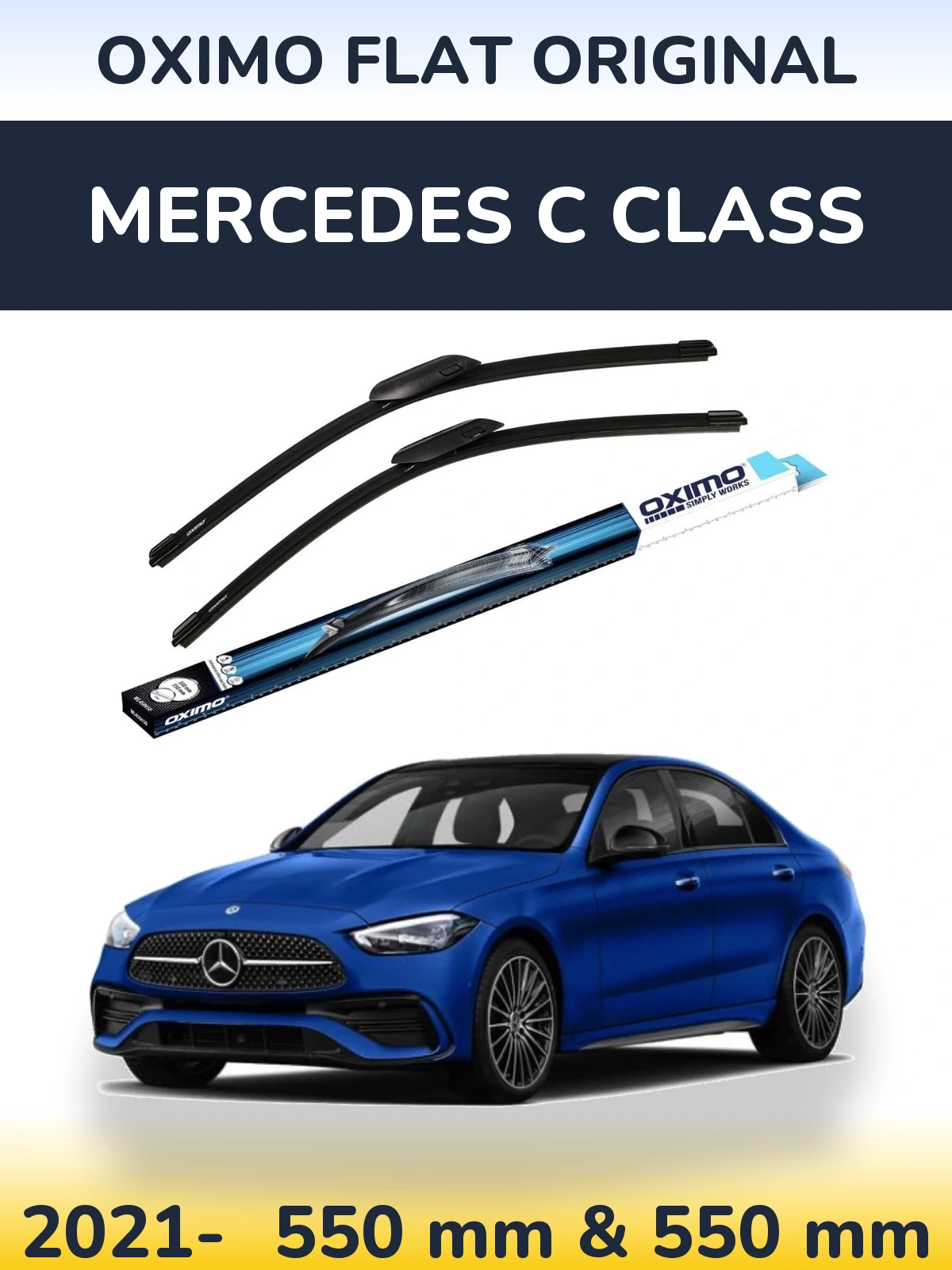 Front wiper blade set Oximo Flat Original 550 & 550 mm for Mercedes C Class 2021-2026