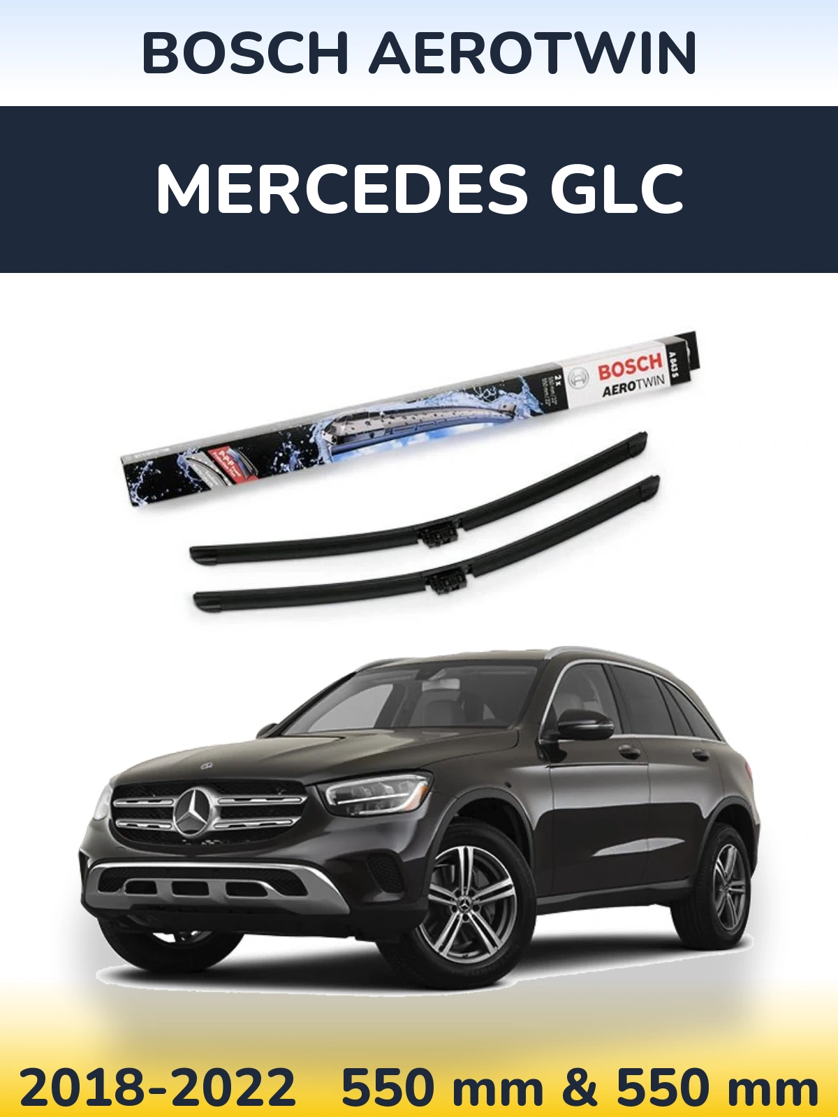 Комплект передніх щіток BOSCH AeroTwin 550 & 550 мм для Mercedes GLC 2018-2022