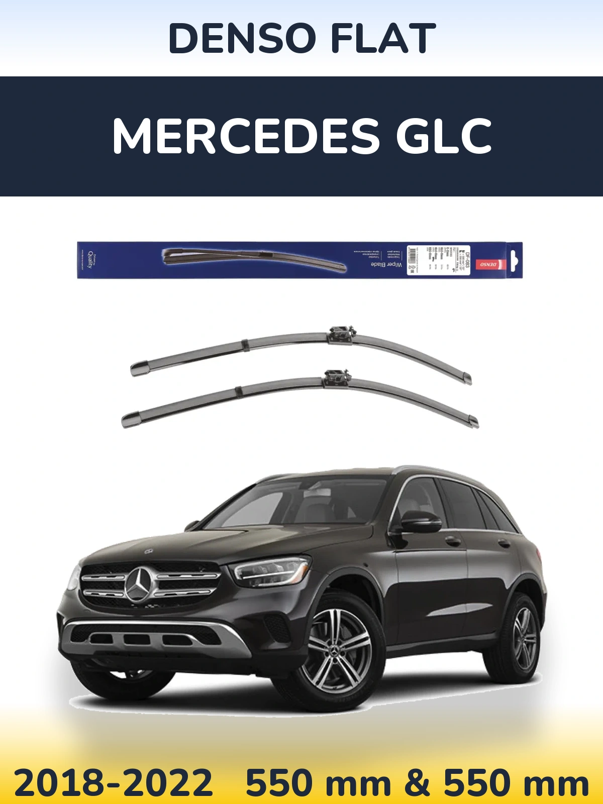 Front wiper blade set Denso Flat 550 & 550 mm for Mercedes GLC 2018-2022