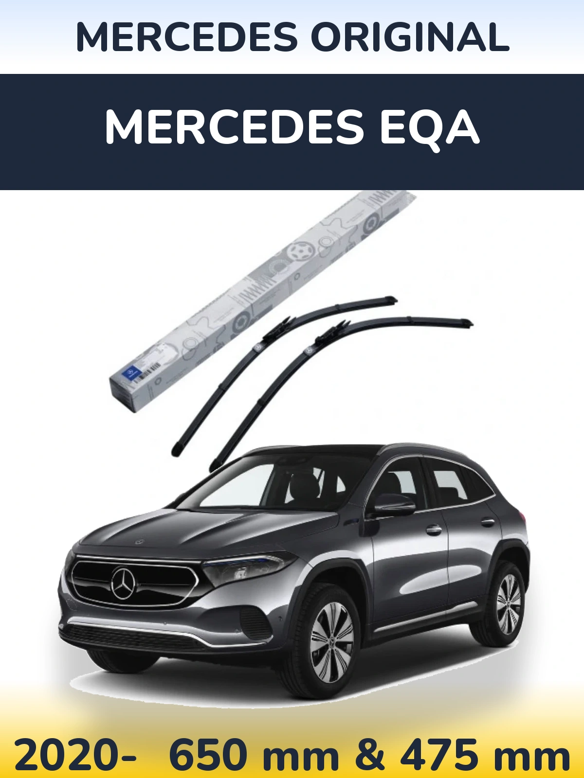 Front wiper blade set Mercedes OEM Mercedes Original 650 & 475 mm for Mercedes EQA 2020-2026