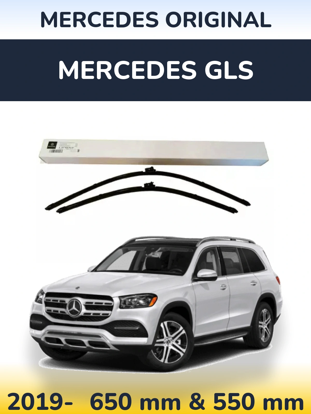 Front wiper blade set Mercedes OEM Mercedes Original 650 & 550 mm for Mercedes GLS 2019-2026