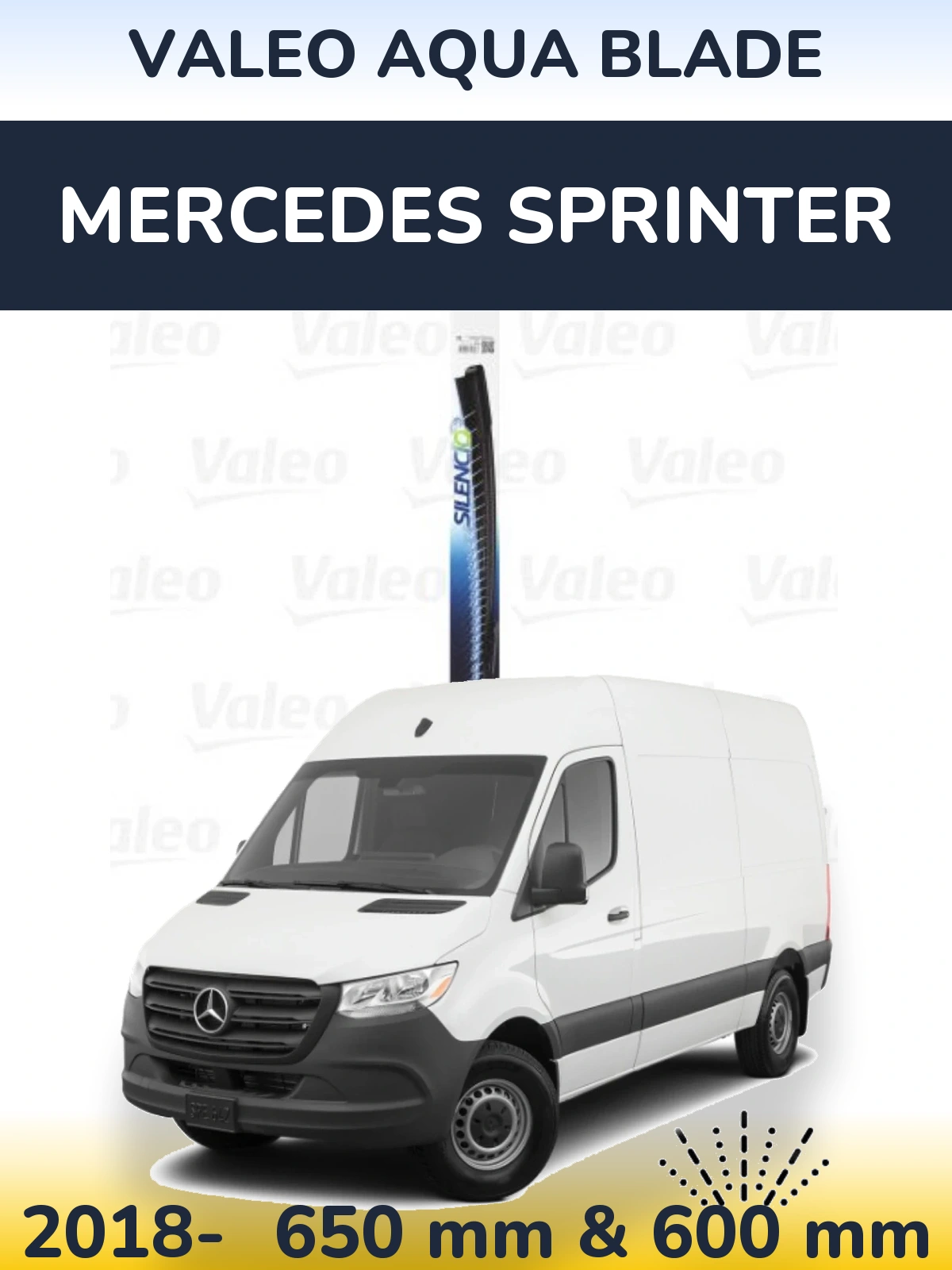 Комплект передніх щіток Valeo Aqua Blade 650 & 600 мм для Mercedes Sprinter 2018-2026