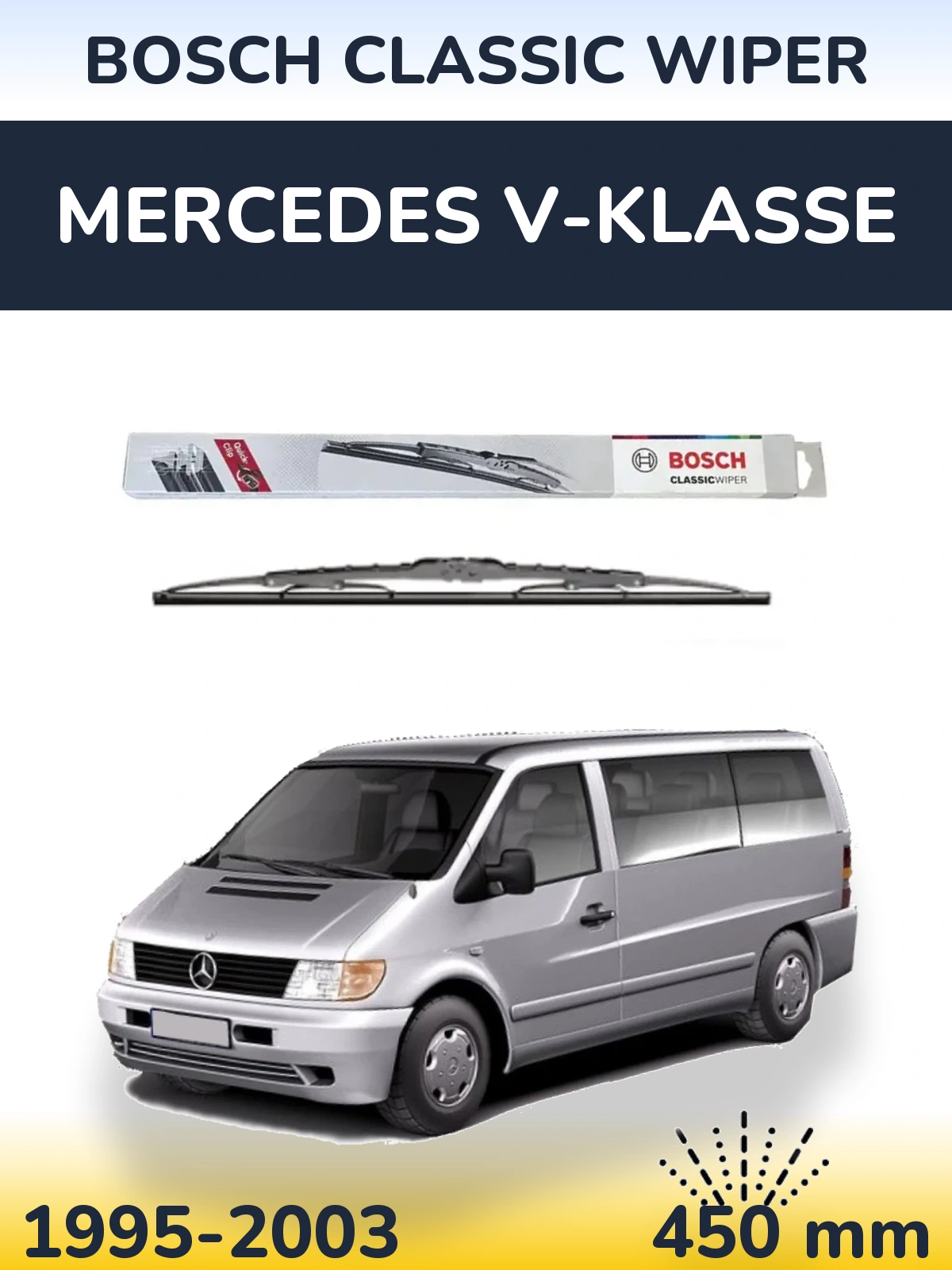 Задний дворник BOSCH Classic Wiper 450 мм для Mercedes V-Klasse 1995-2003