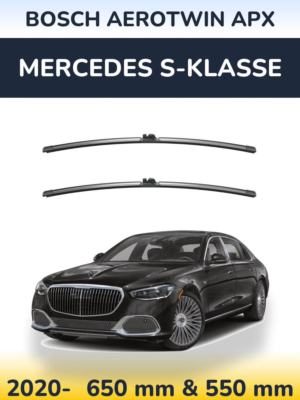 Комплект передних дворников BOSCH AeroTwin APX 650 & 550 мм для Mercedes S-Klasse 2020-2026