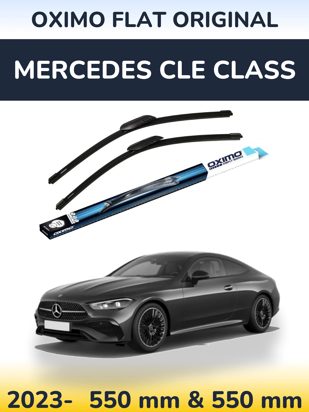 Front wiper blade set Oximo Flat Original 550 & 550 mm for Mercedes CLE Class 2023-2026