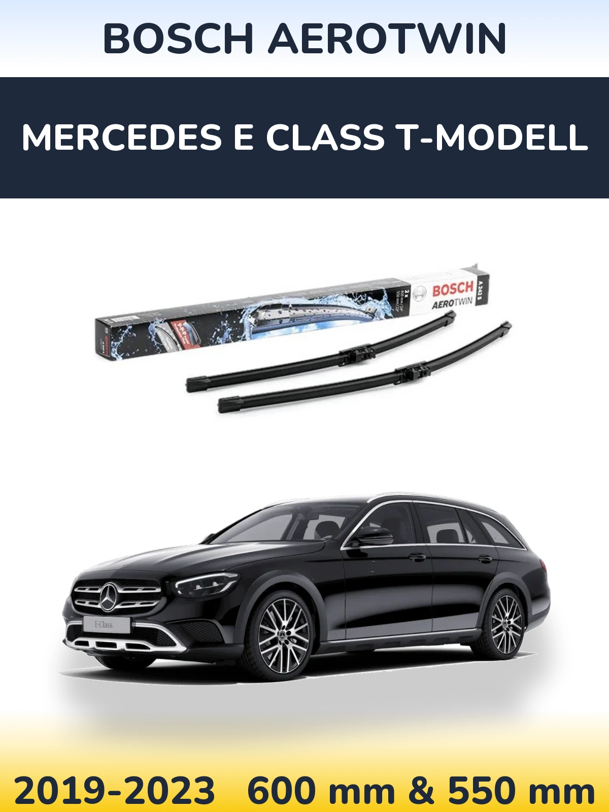 Комплект передних дворников BOSCH AeroTwin 600 & 550 мм для Mercedes E Class T-Модельl 2019-2023