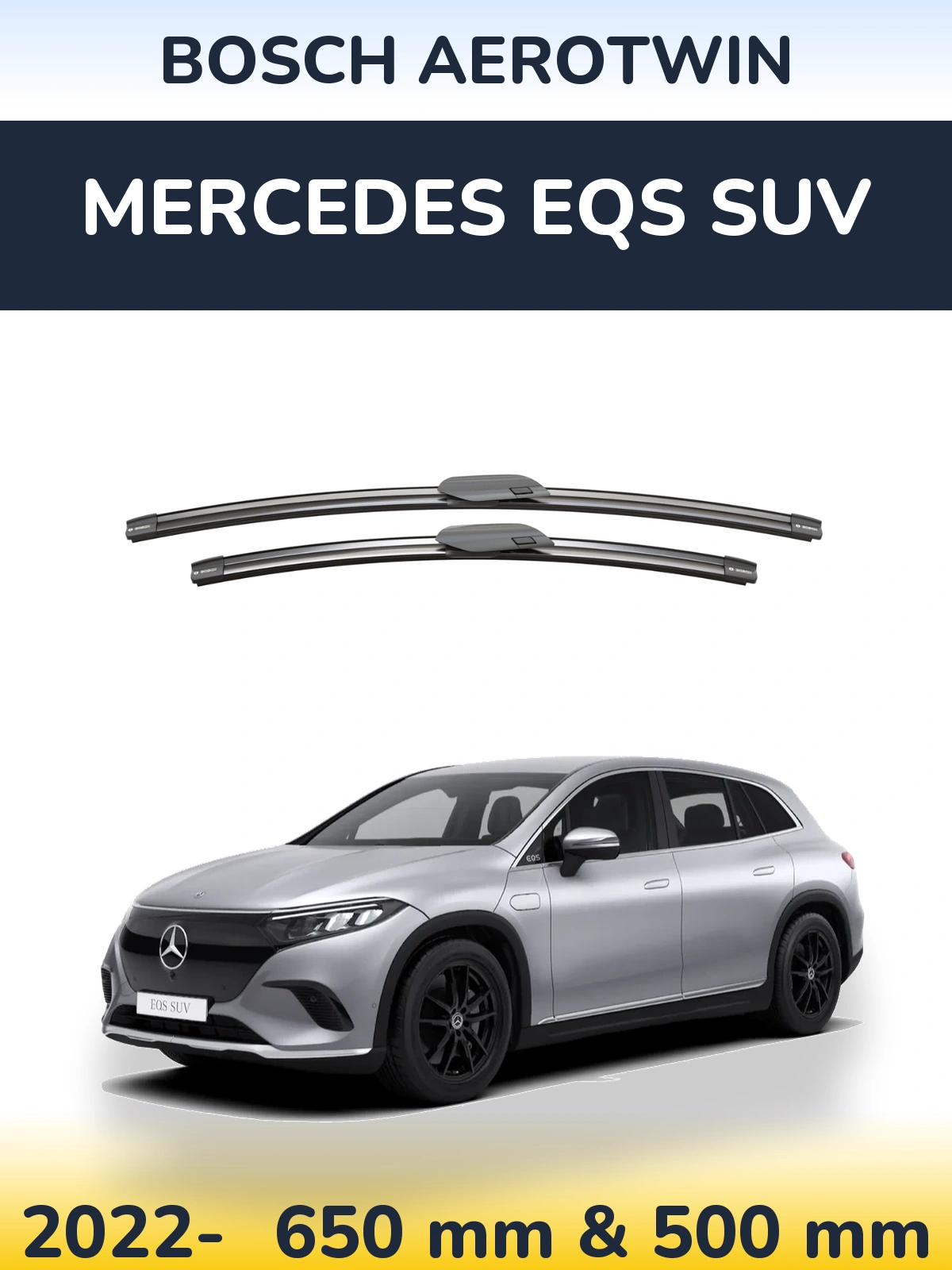 Комплект передніх щіток BOSCH AeroTwin 650 & 500 мм для Mercedes EQS SUV 2022-2026