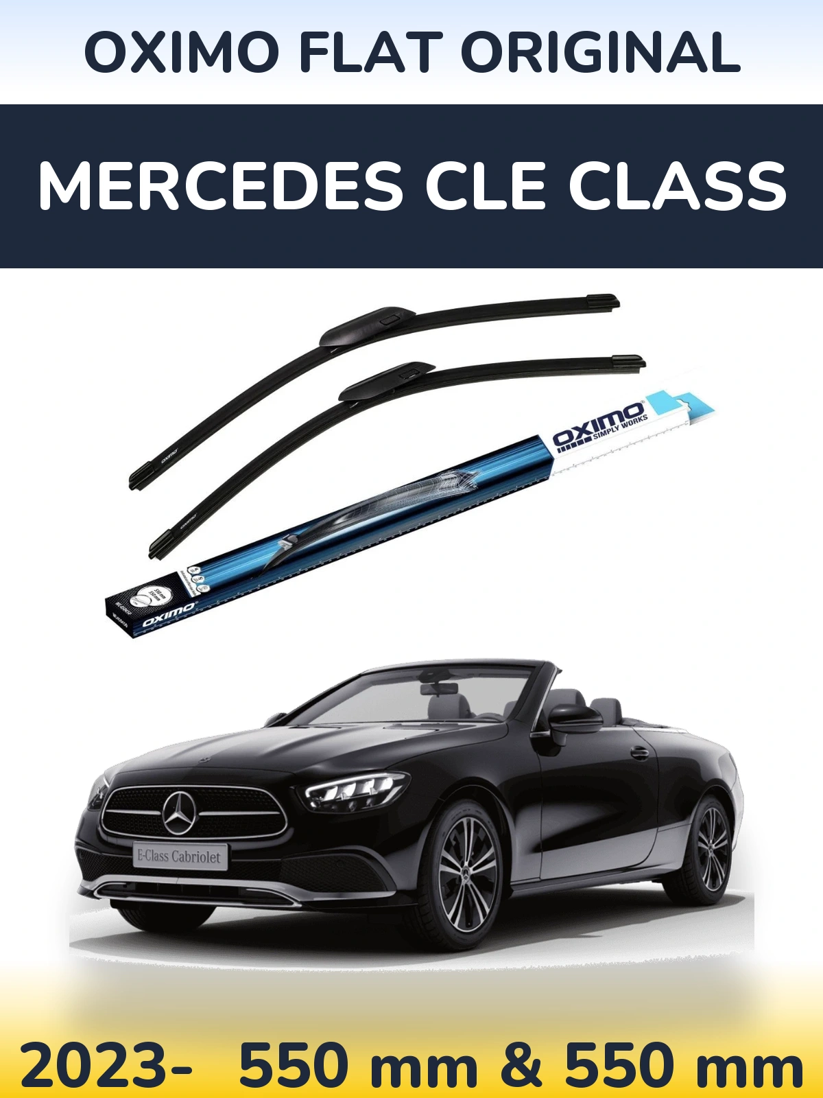 Front wiper blade set Oximo Flat Original 550 & 550 mm for Mercedes CLE Class 2023-2026