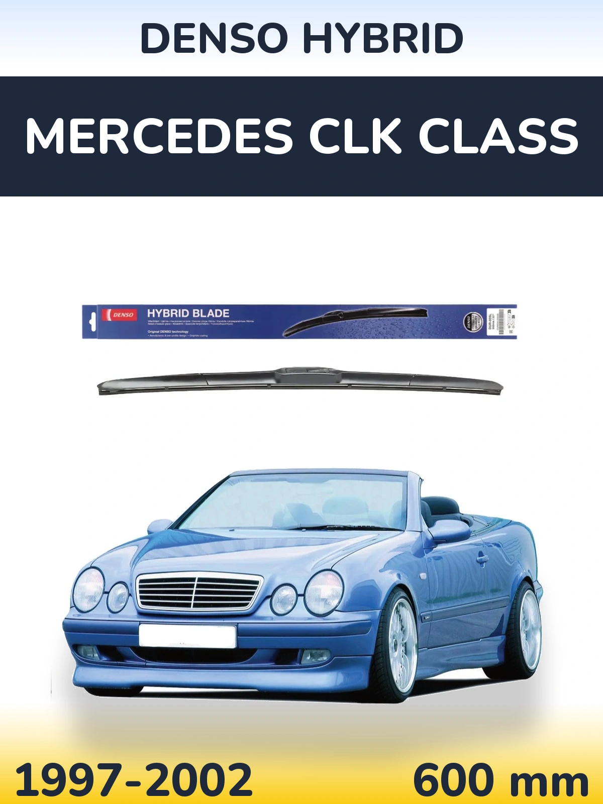Front wiper blade Denso Hybrid 600 mm for Mercedes CLK Class 1997-2002